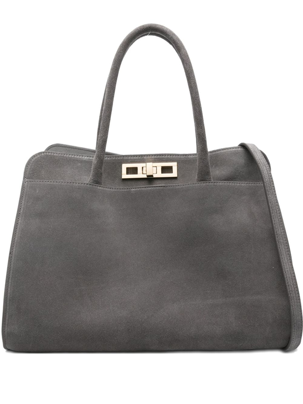 FABIANA FILIPPI Suede Leather Tote Handbag with Gold-Tone Hardware