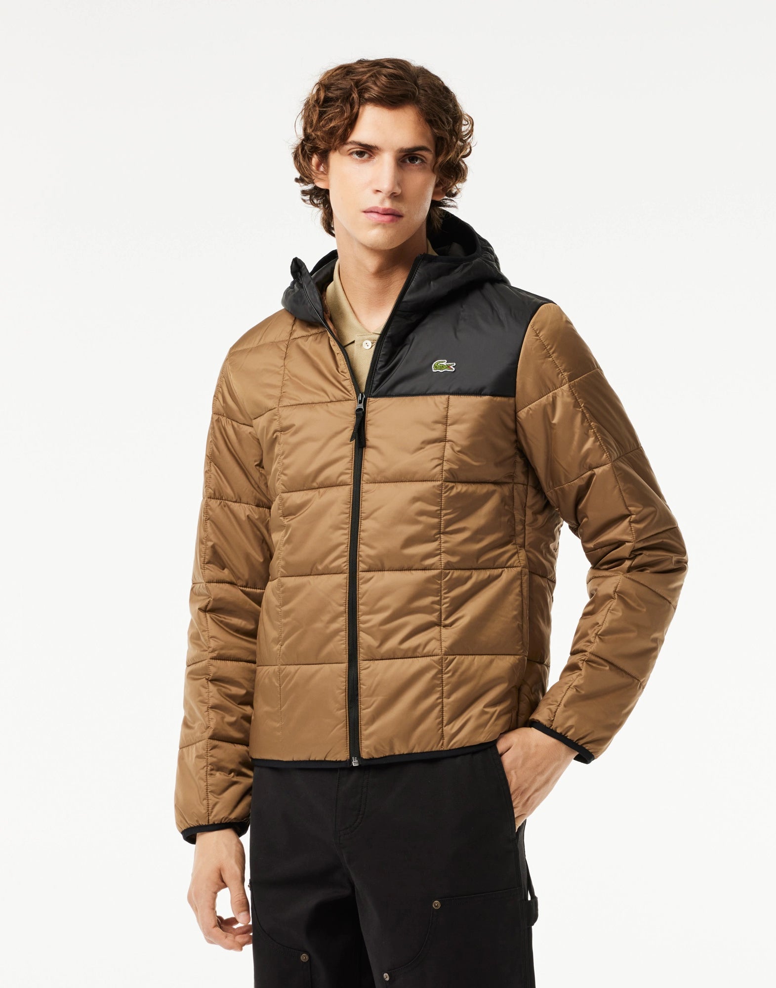 LACOSTE Waterproof Colour-Block Puffer Jacket for Men