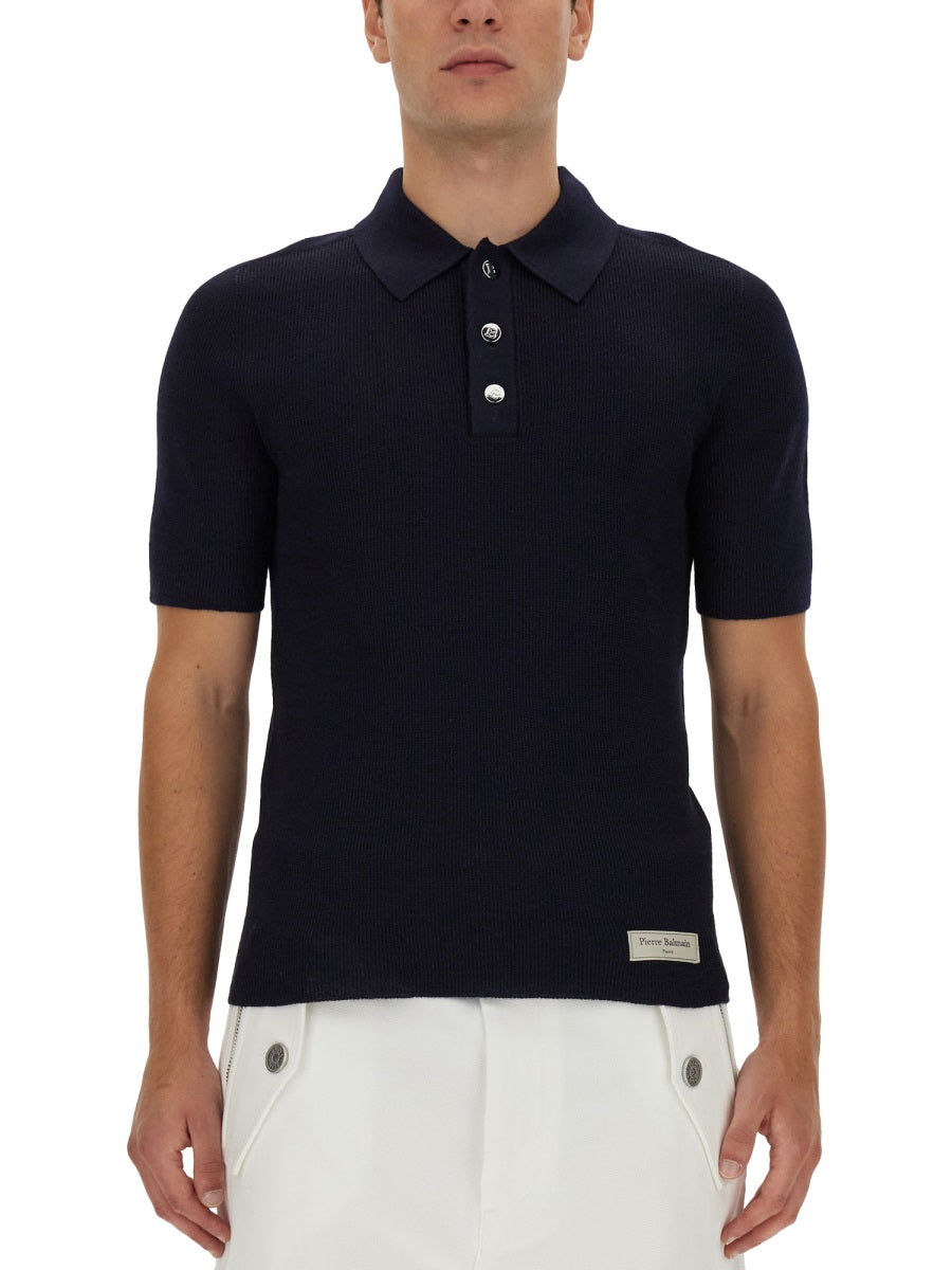 BALMAIN Classic Polo with Logo Patch - Regular Fit Size L