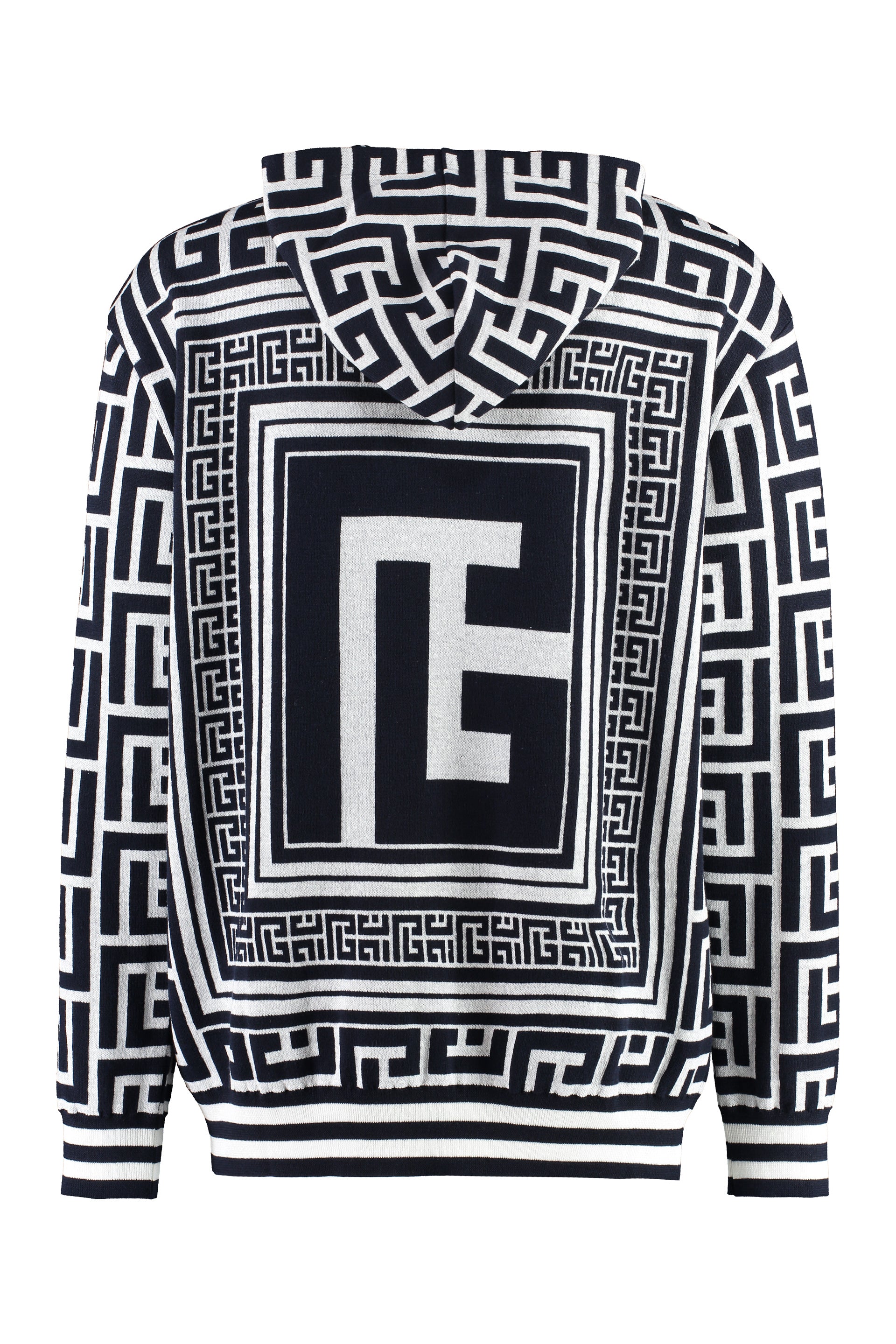 BALMAIN Maxi Monogram Scarf Hooded Sweater