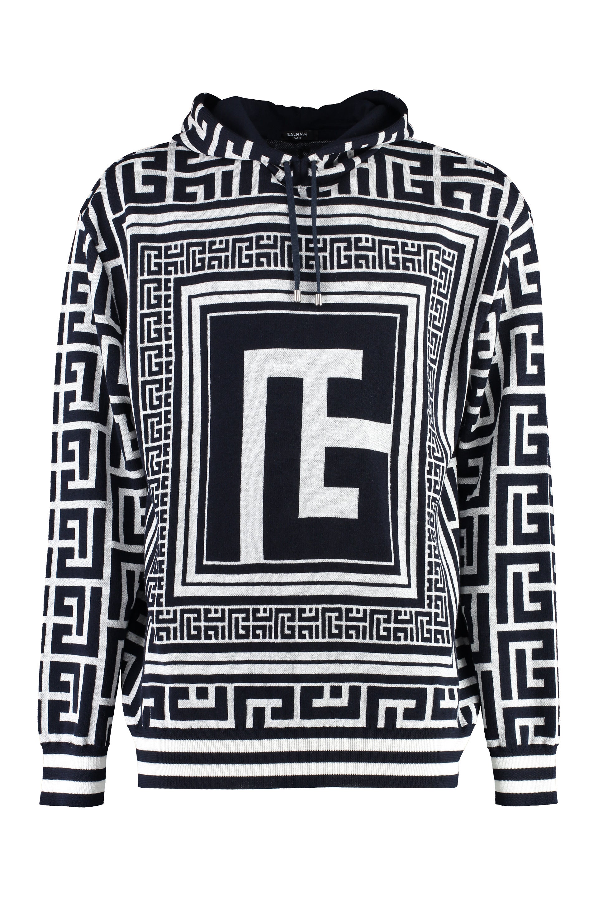 BALMAIN Maxi Monogram Scarf Hooded Sweater