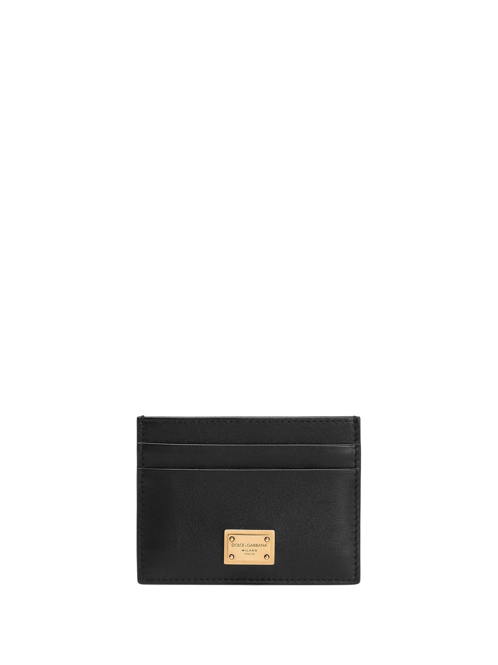 DOLCE & GABBANA Mini Leather Credit Card Holder with Metallic Logo