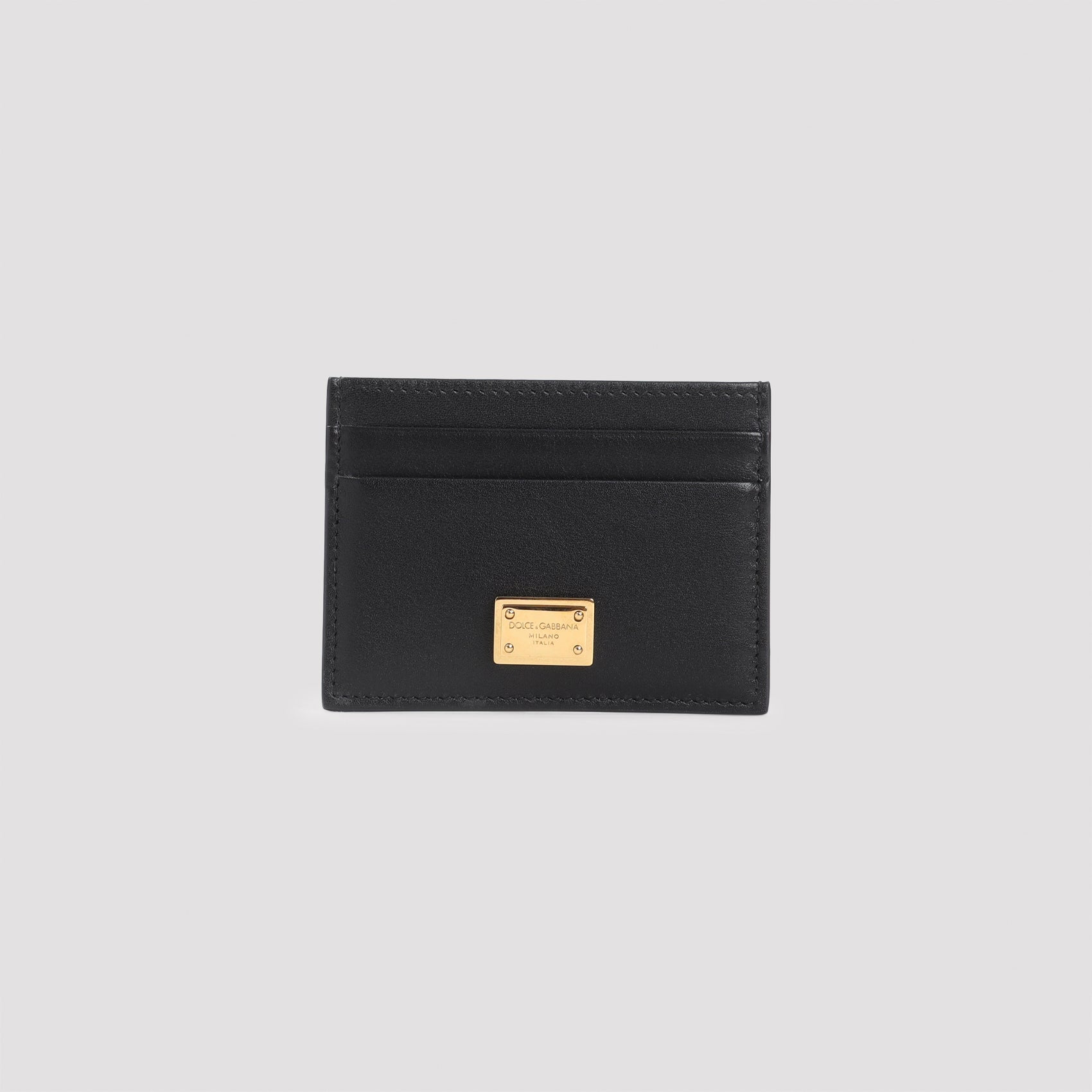 DOLCE & GABBANA Mini Leather Credit Card Holder with Metallic Logo