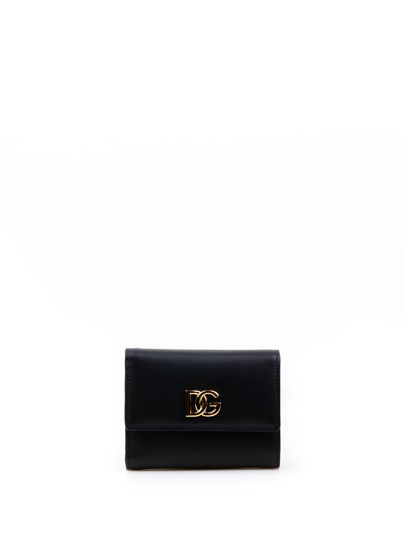 DOLCE & GABBANA Leather Wallet with Metal DG Logo - 11.5cm x 8.5cm x 4cm