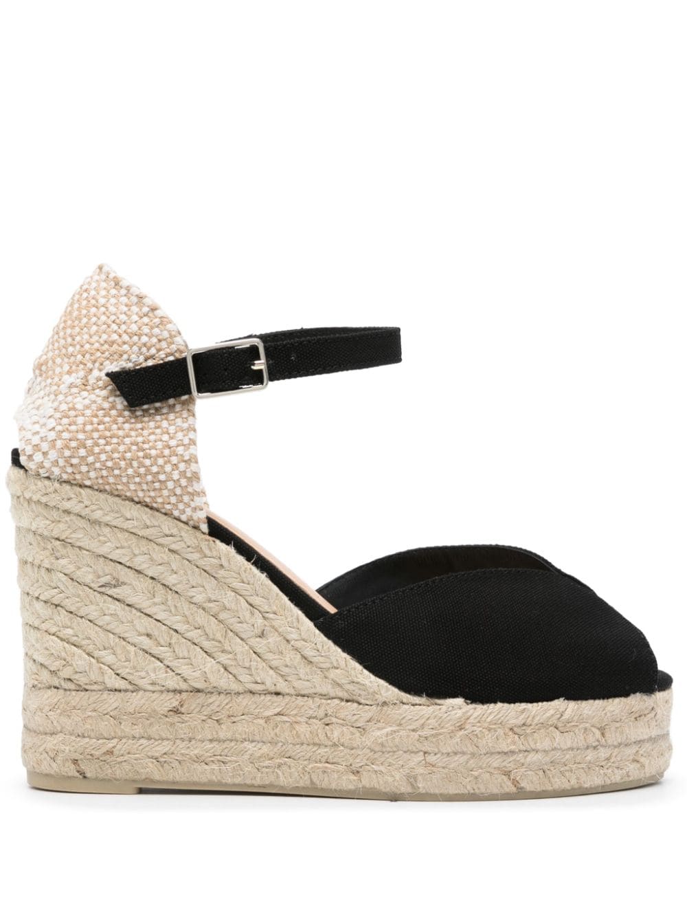 CASTAÑER Woven Raffia High Wedge Sandals with Buckle Strap