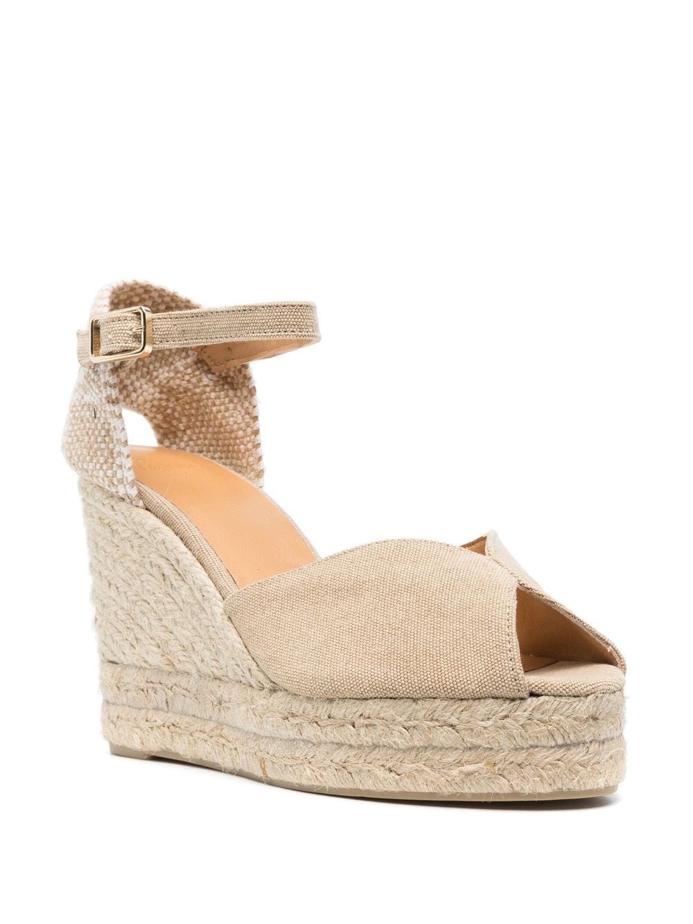 CASTAÑER Braided Raffia Wedge Heel Sandals with Ankle Strap