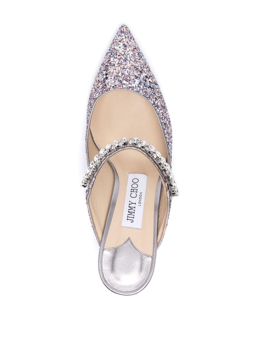 JIMMY CHOO Glitter Crystal Strap Mid Heel Stilettos