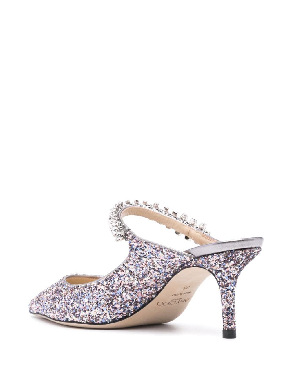 JIMMY CHOO Glitter Crystal Strap Mid Heel Stilettos