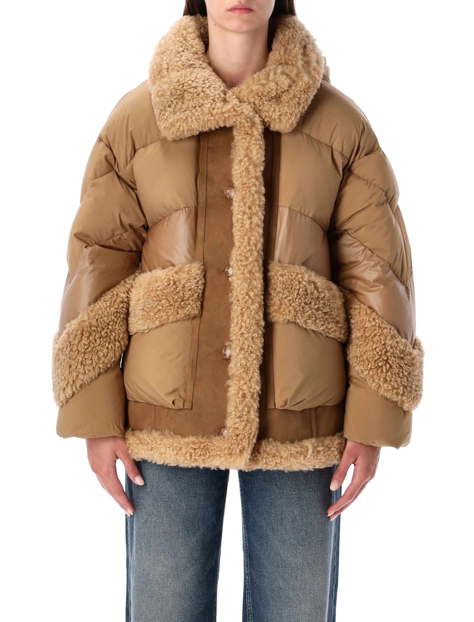URBANCODE Mini Cropped Short Puffer Jacket with Faux Shearling