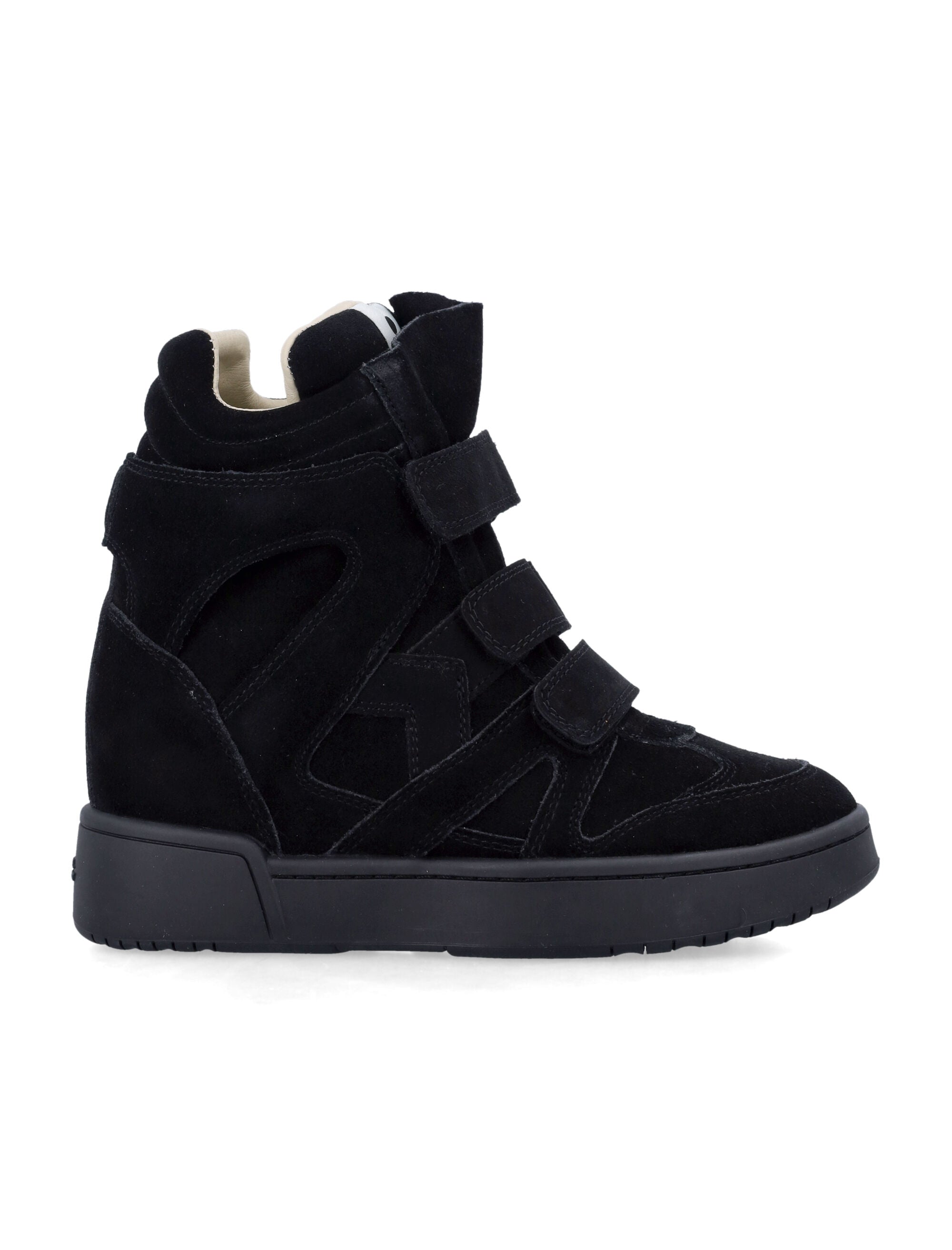 ISABEL MARANT High-Top Suede Wedge Sneakers with Velcro Straps