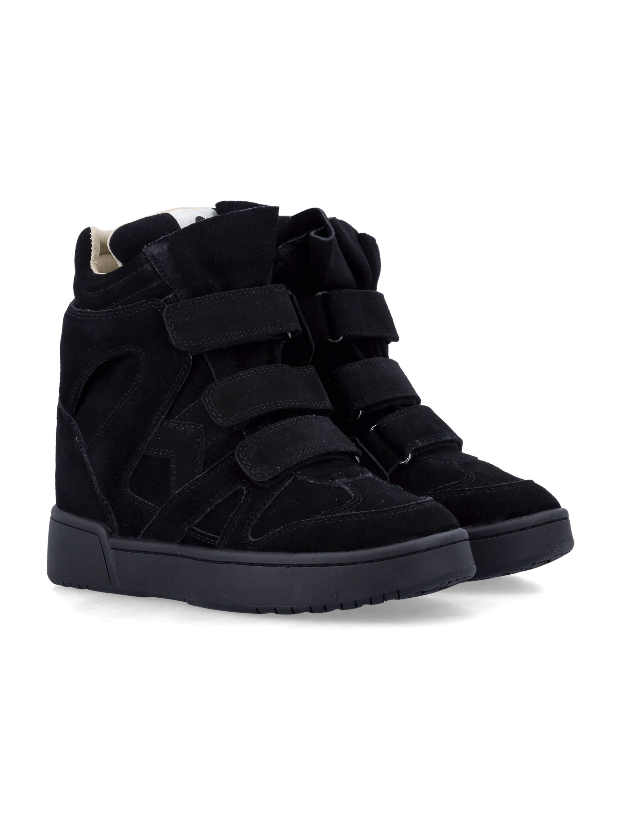 ISABEL MARANT High-Top Suede Wedge Sneakers with Velcro Straps