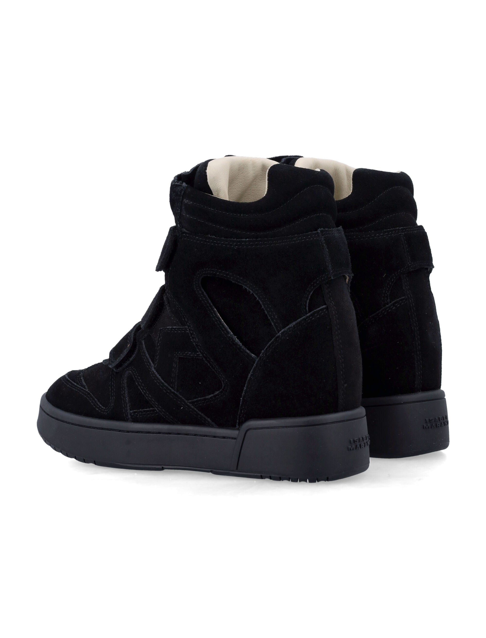 ISABEL MARANT High-Top Suede Wedge Sneakers with Velcro Straps
