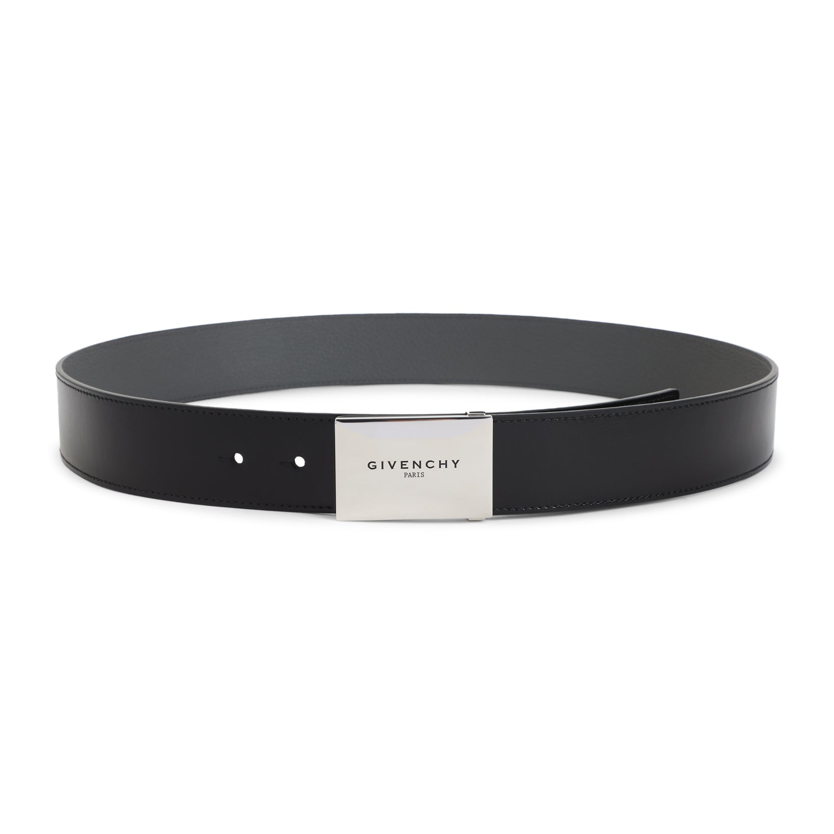GIVENCHY Reversible Metal Plaque Leather Belt for Men
