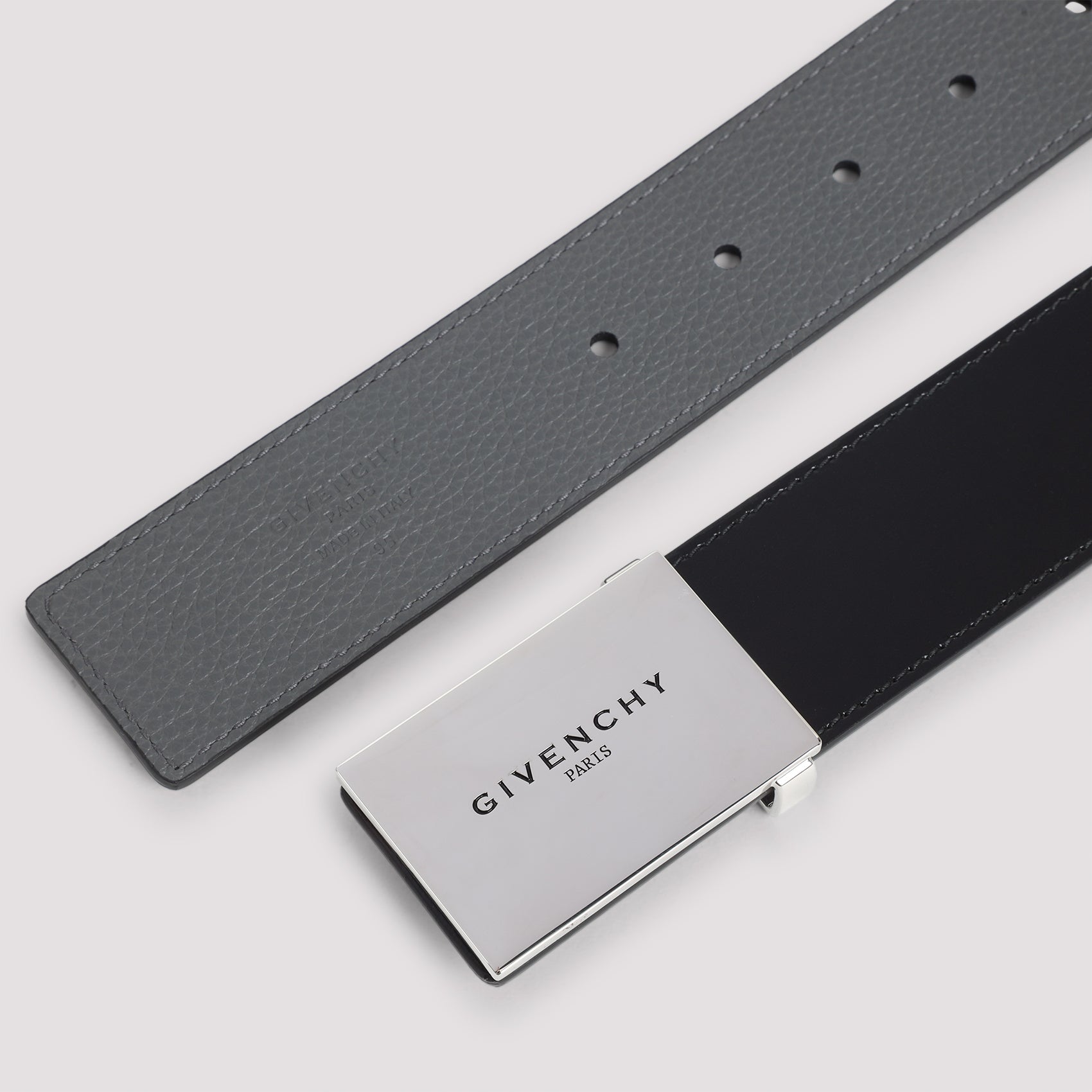 GIVENCHY Reversible Metal Plaque Leather Belt for Men