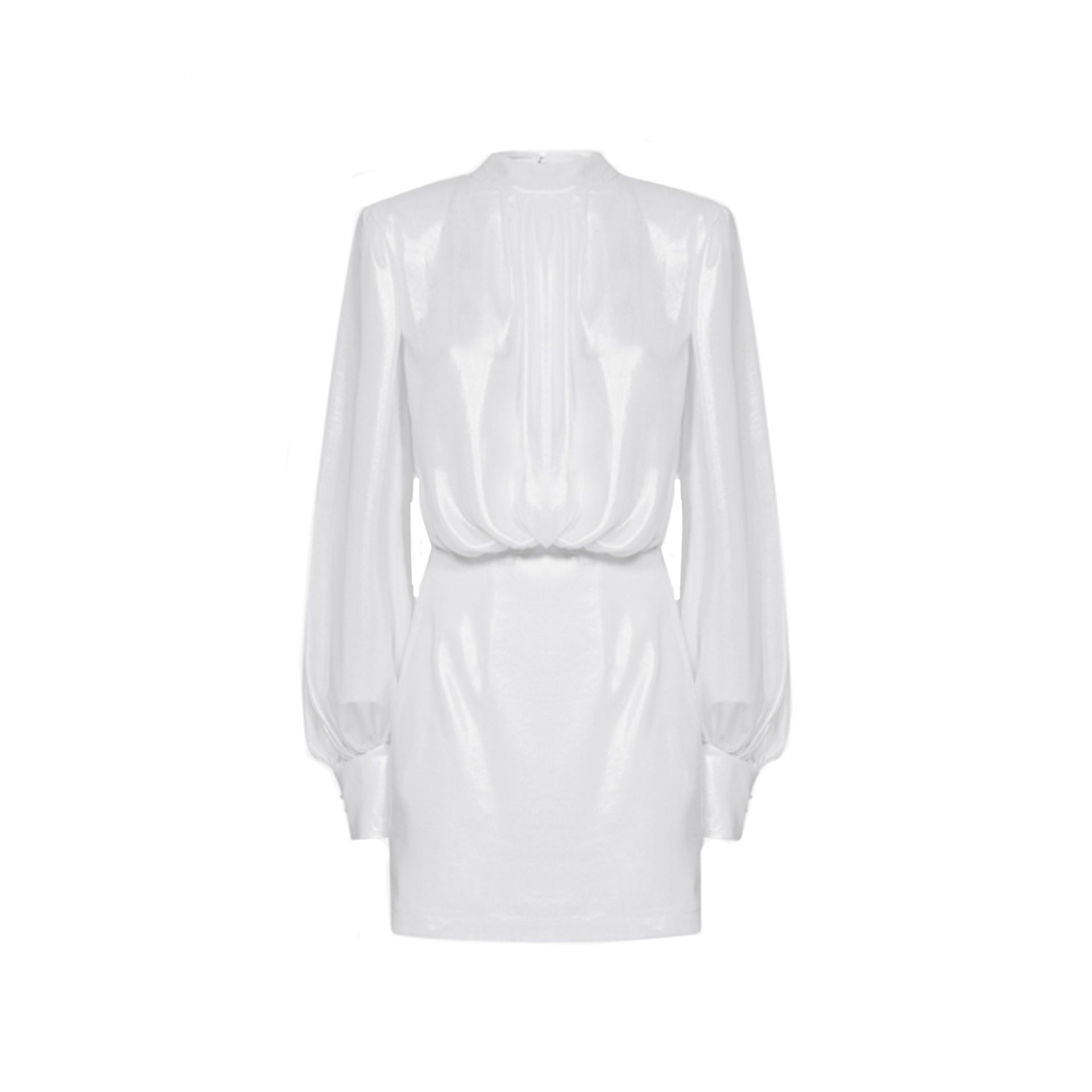BLANCA VITA Elegant Puff Sleeve Laminated Mini Dress