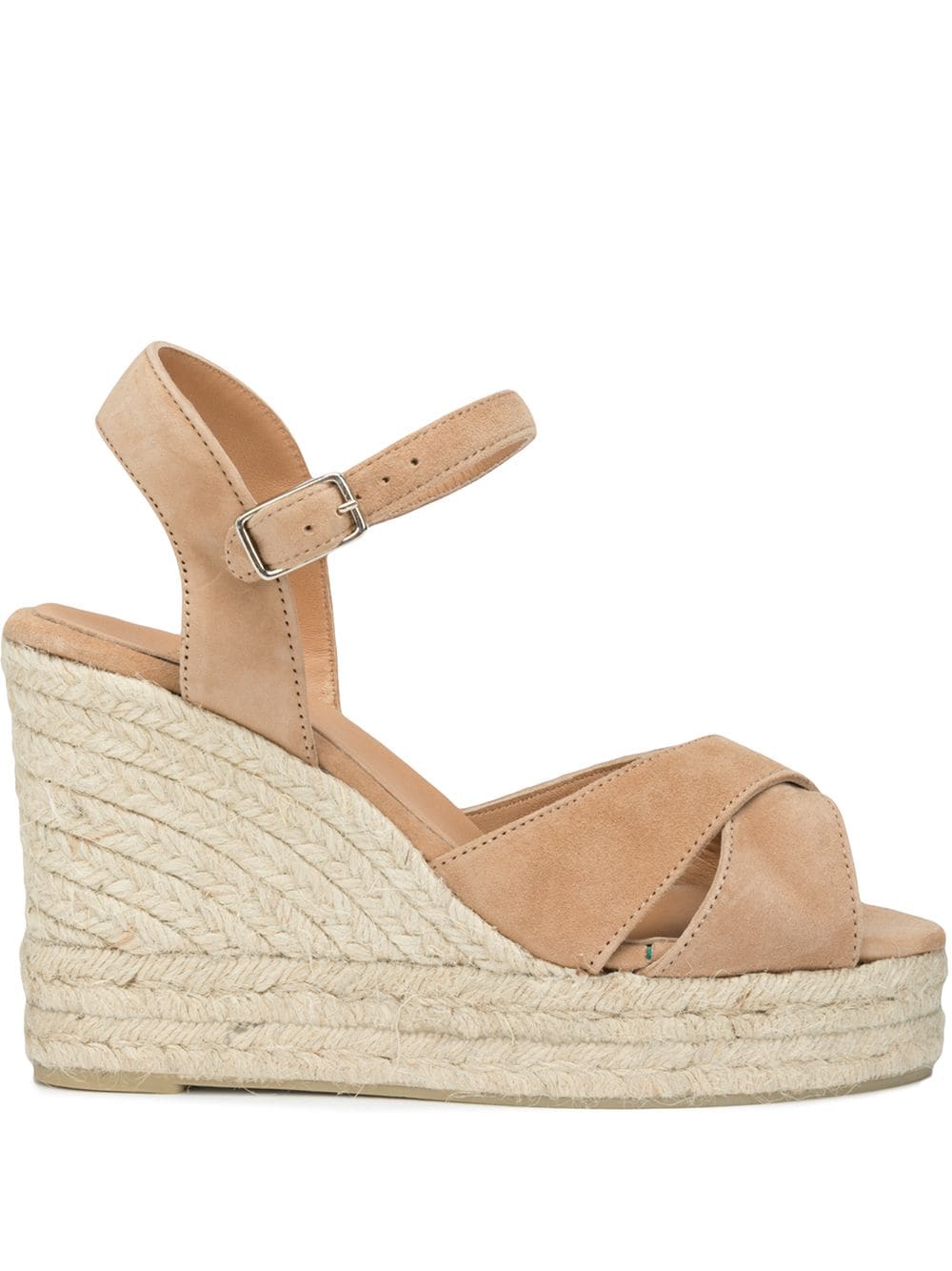 CASTAÑER Suede Leather Espadrilles with Braided Raffia Platform