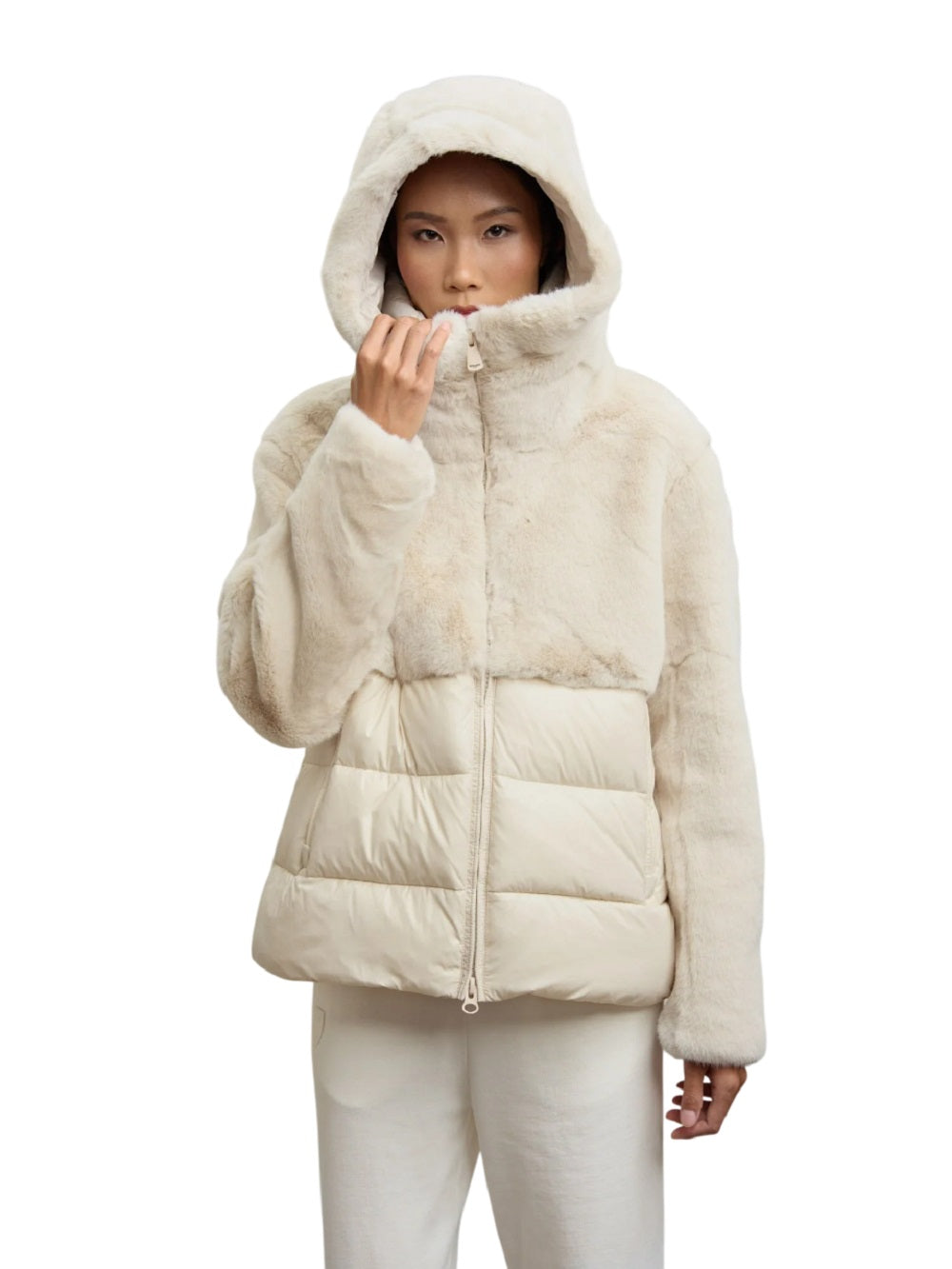 BLAUER Women’s Faux Fur and Nylon Jacket with Hood