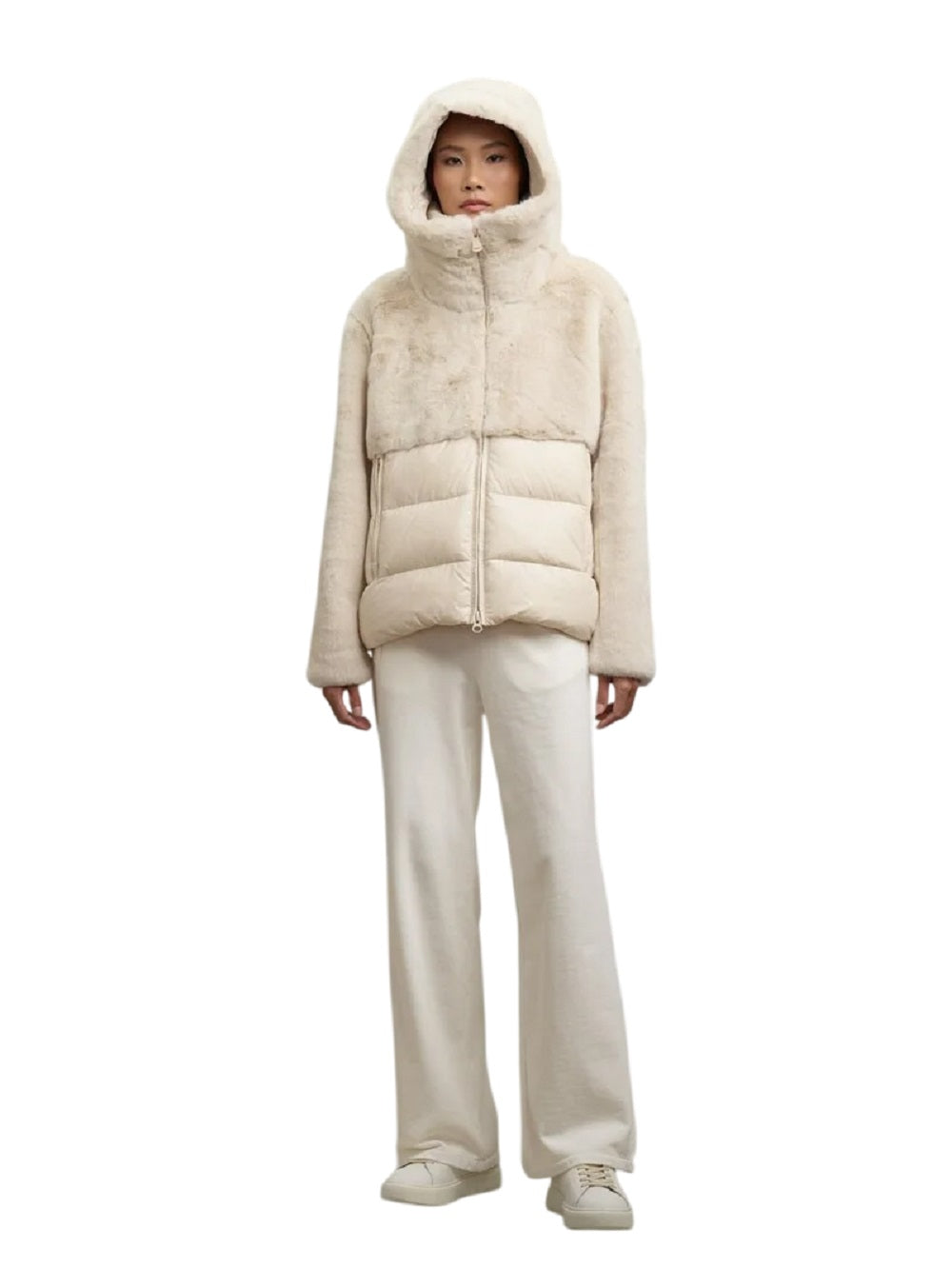 BLAUER Women’s Faux Fur and Nylon Jacket with Hood