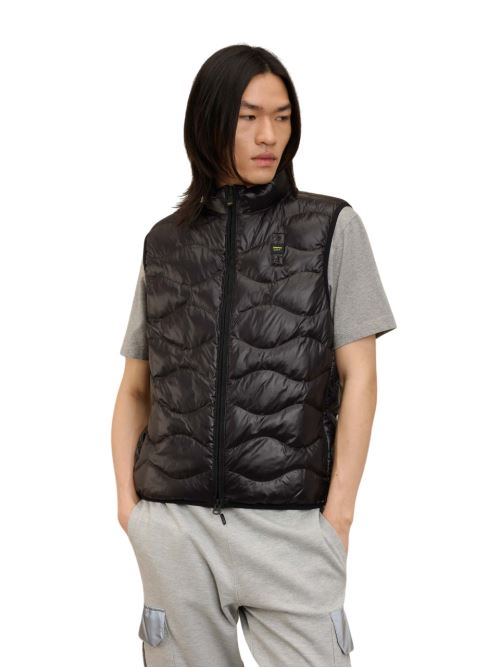 BLAUER Sleeveless Jacket with Light Check Pattern for Men