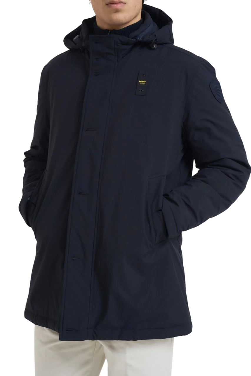 BLAUER Military-Inspired Long Windbreaker for Men