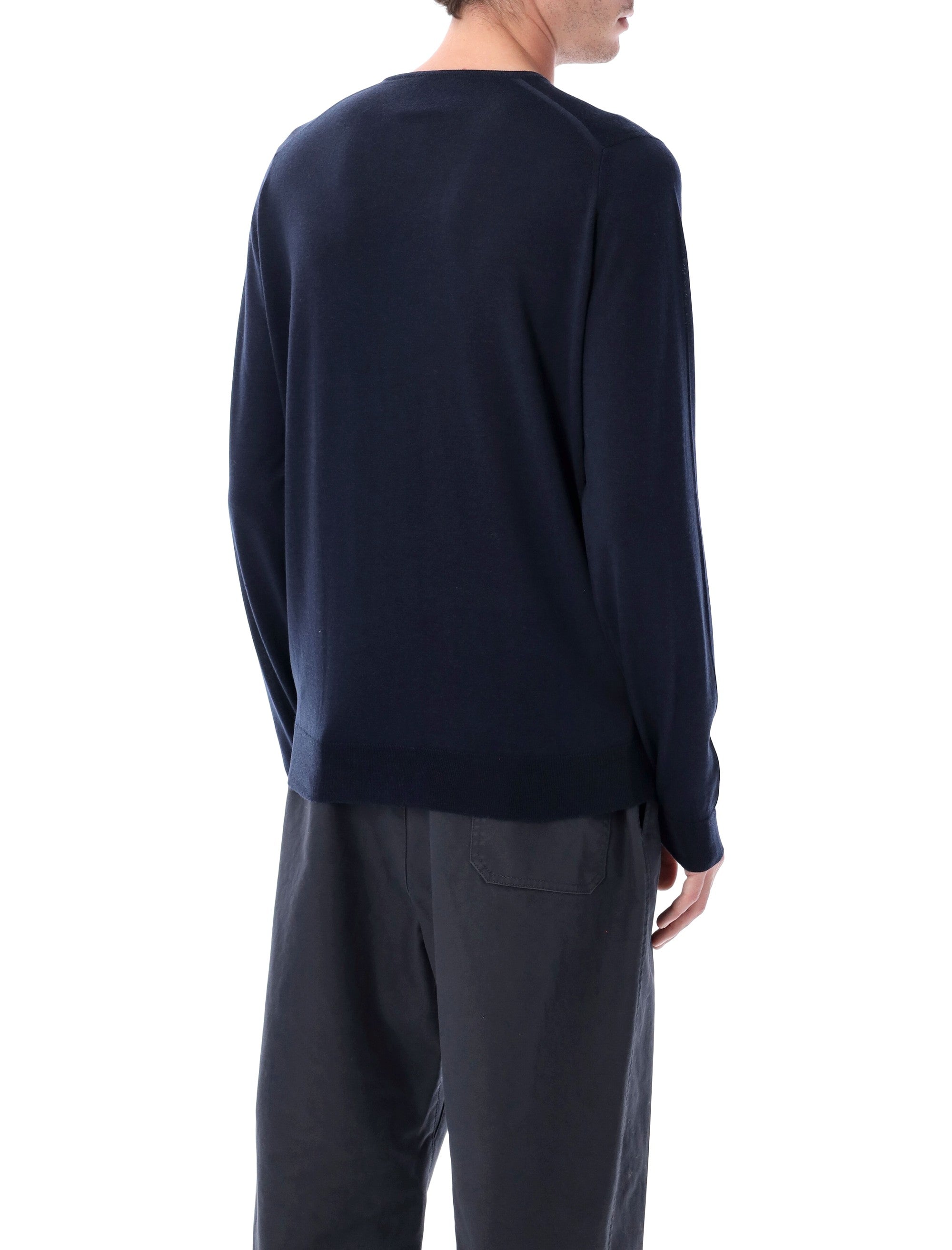 JOHN SMEDLEY Extra Fine Merino Wool V-Neck Jumper - Size L