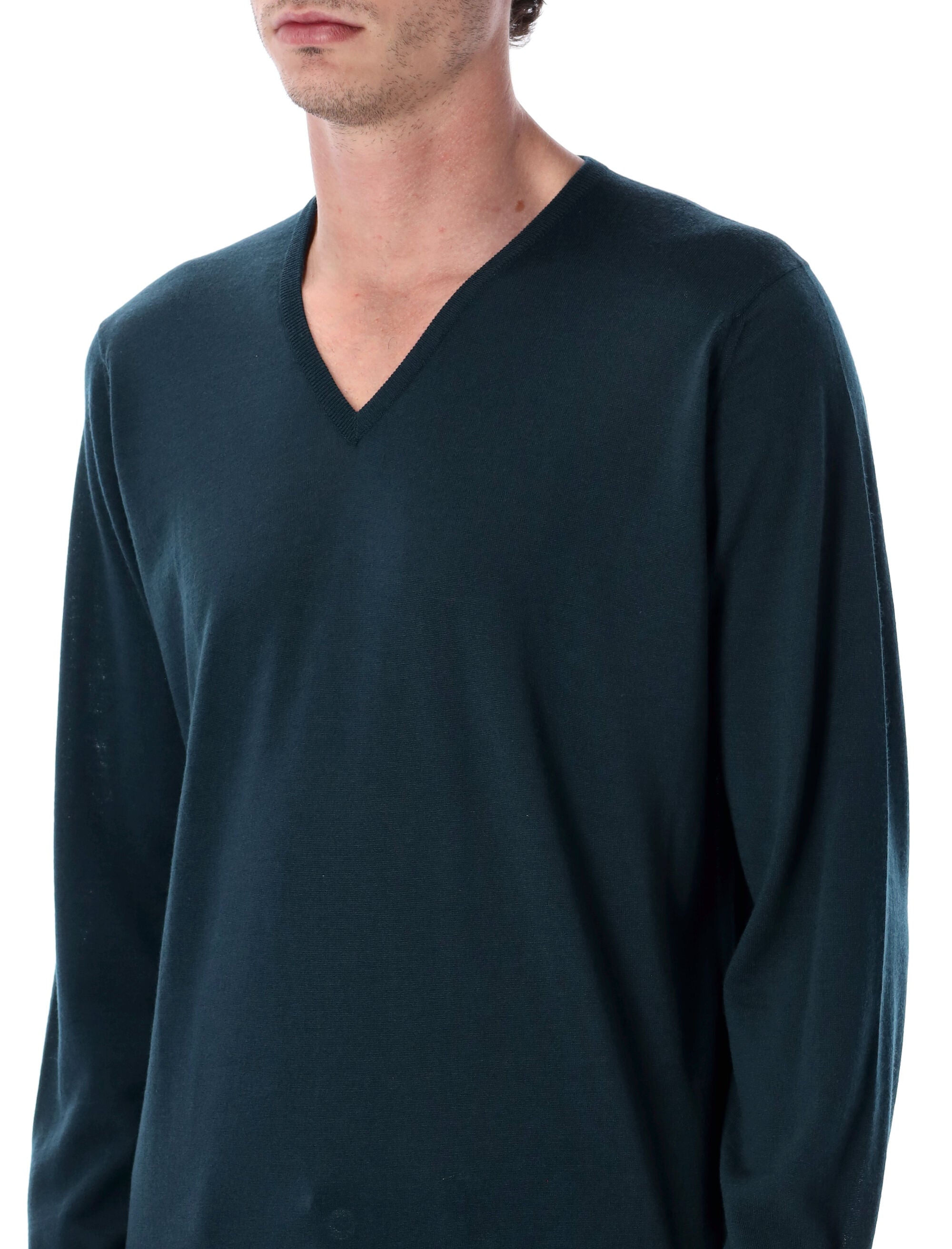 JOHN SMEDLEY Blenheim Extra Fine Merino Wool V-Neck Jumper - Size L