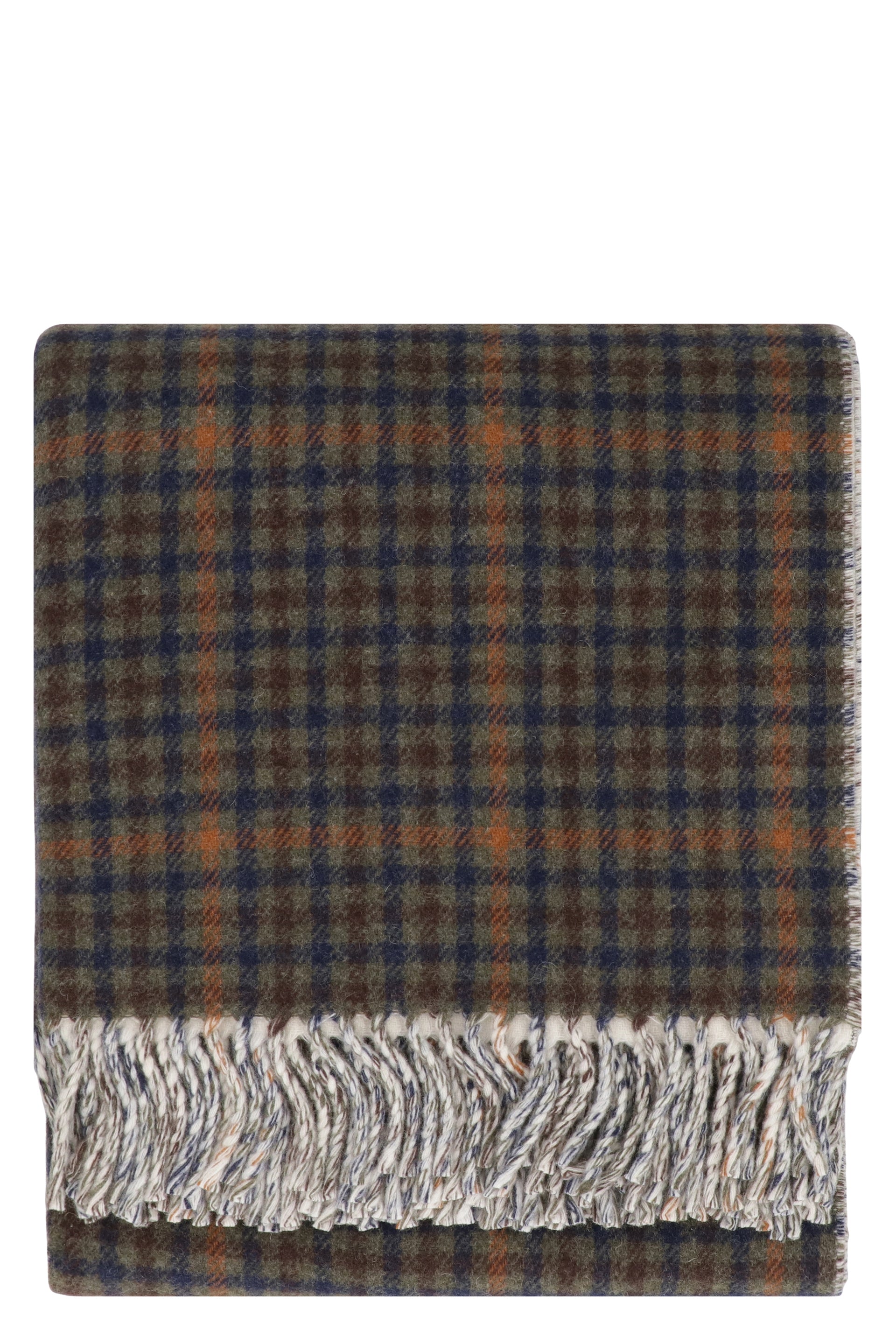 AUTRY Elegant Checkered Cotton Blanket with Fringed Edge