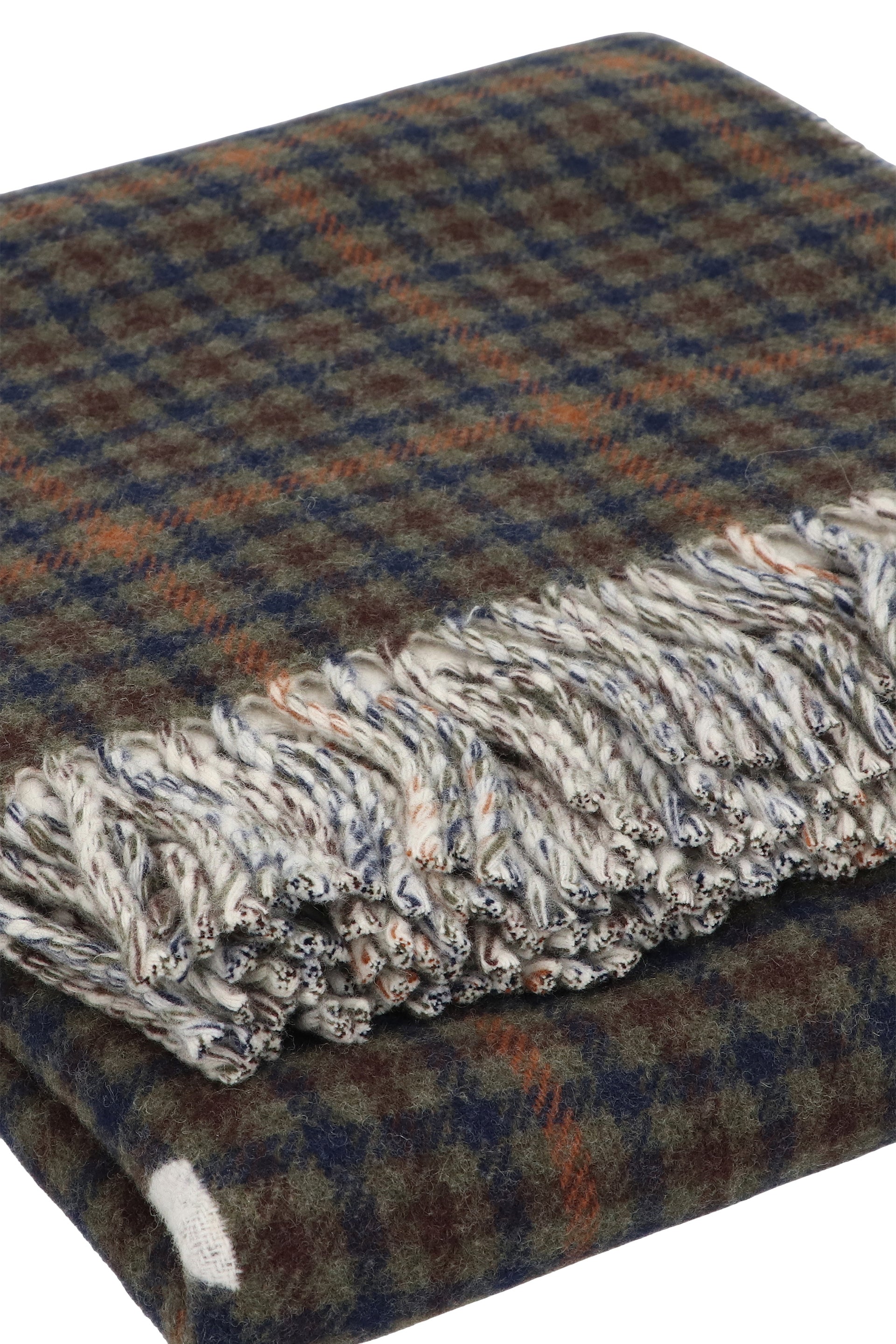 AUTRY Elegant Checkered Cotton Blanket with Fringed Edge