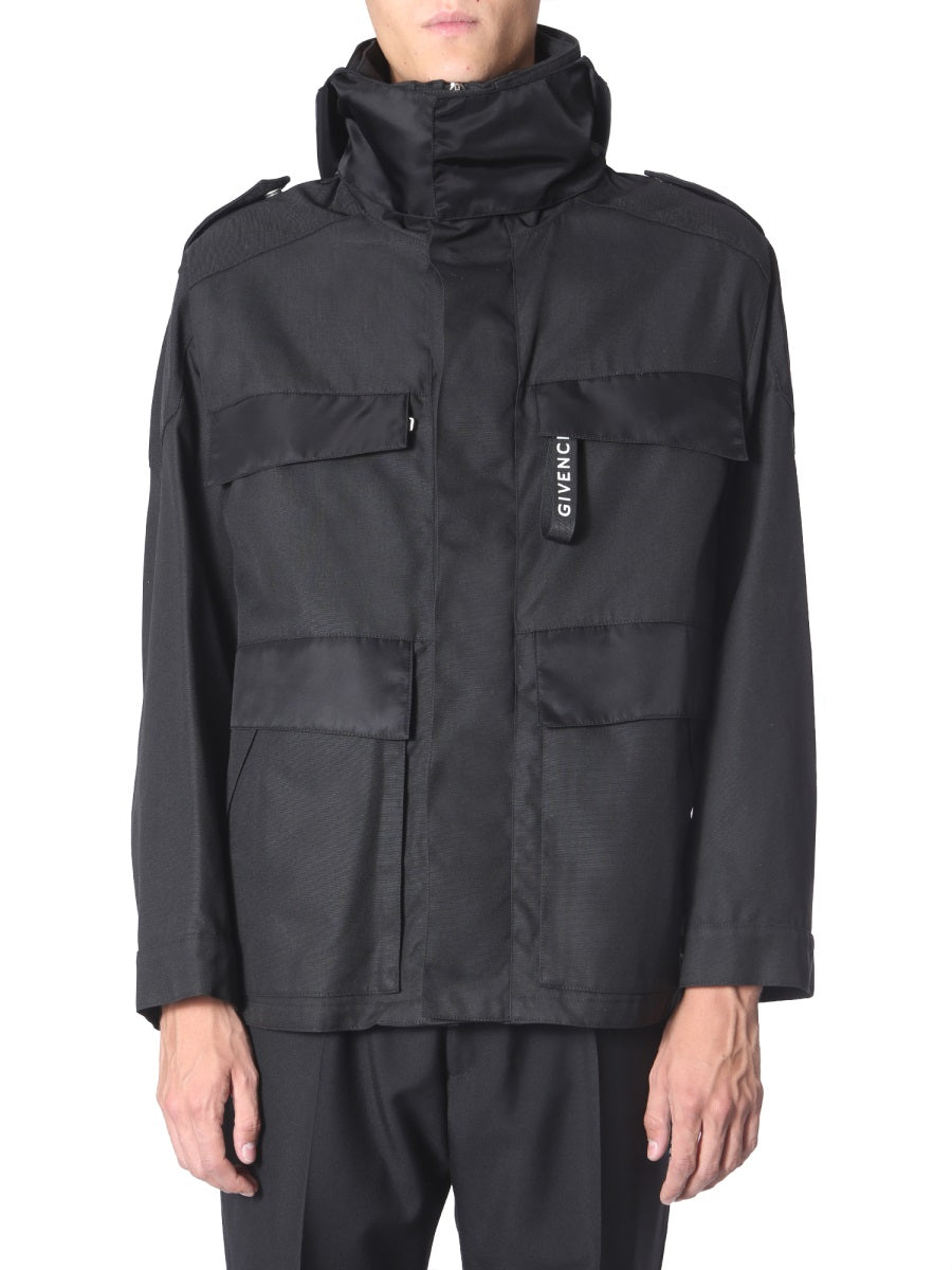 GIVENCHY Men's Wind Jacket with Front Zip and Pressure Button