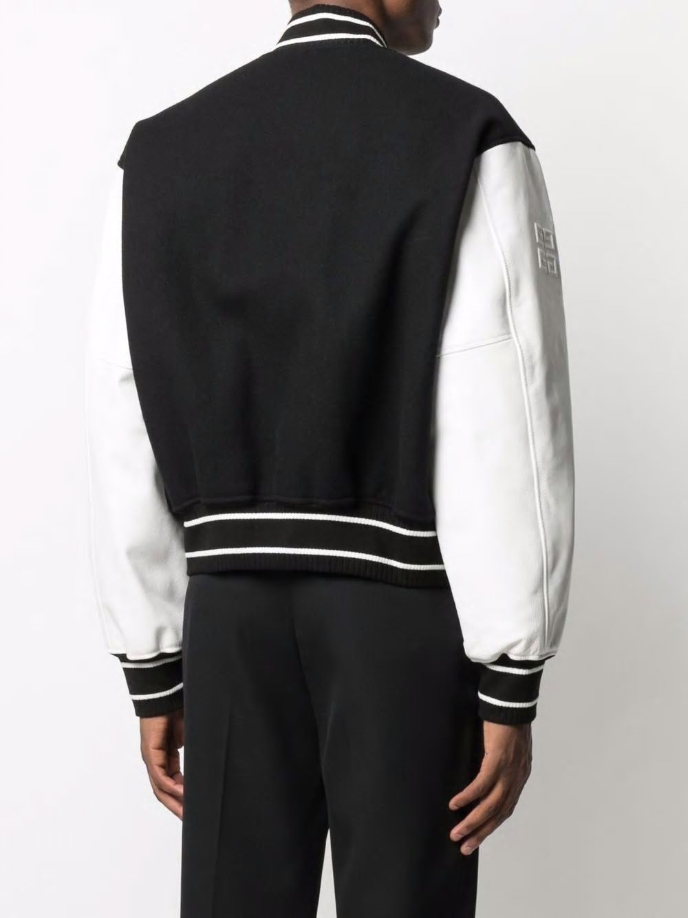 GIVENCHY Men's Two-Tone Wool Blend and Leather Bomber Jacket