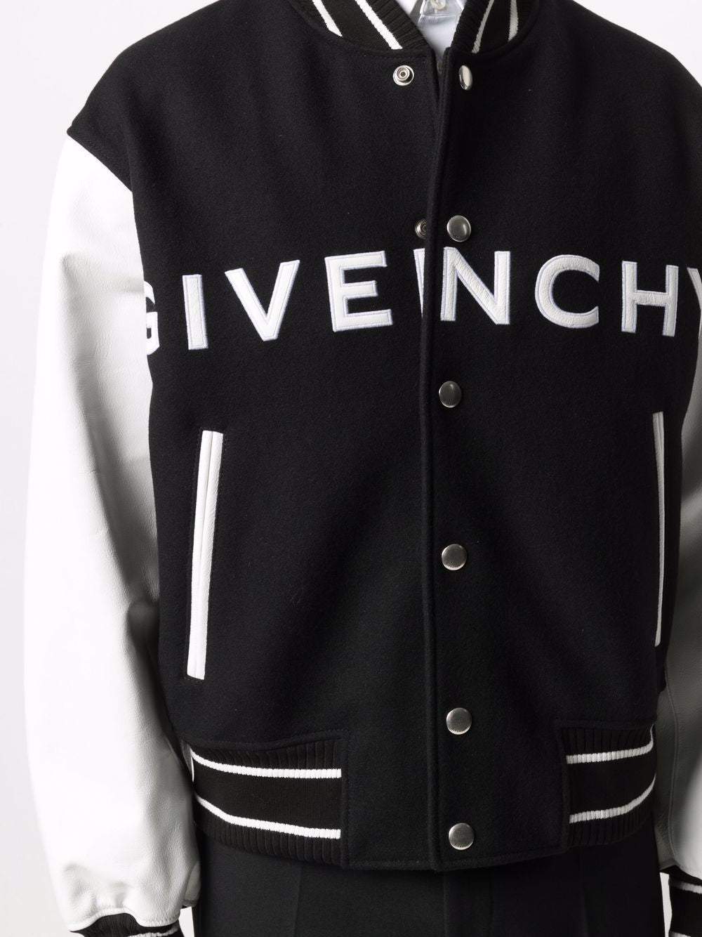 GIVENCHY Men's Two-Tone Wool Blend and Leather Bomber Jacket