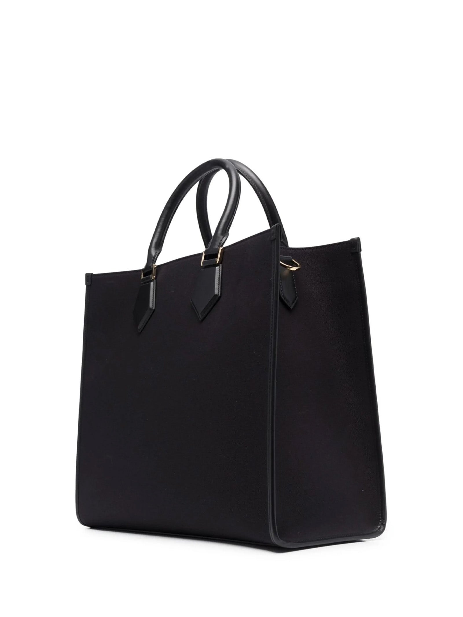DOLCE & GABBANA Canvas Shopping Bag with Leather Logo