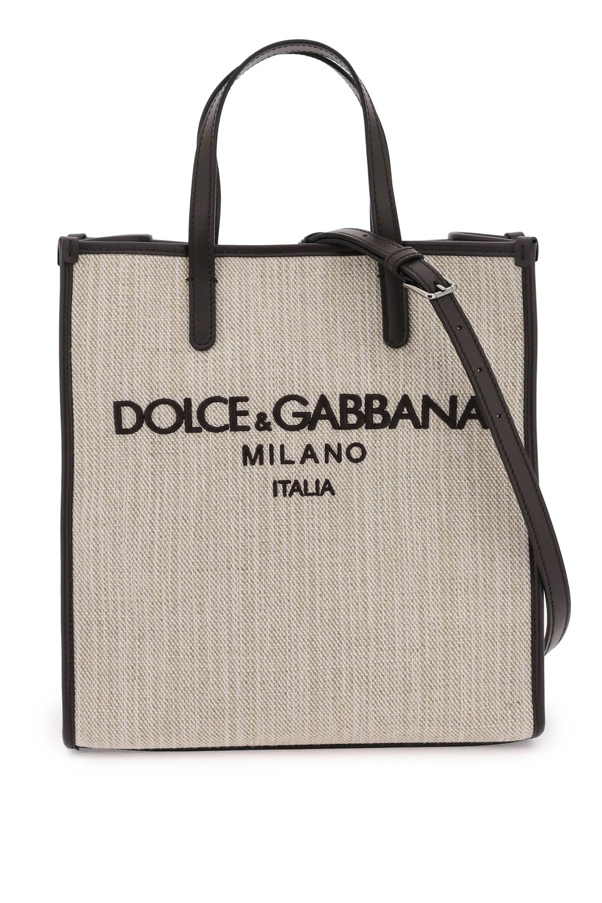 DOLCE & GABBANA Mini Canvas Shopping Handbag