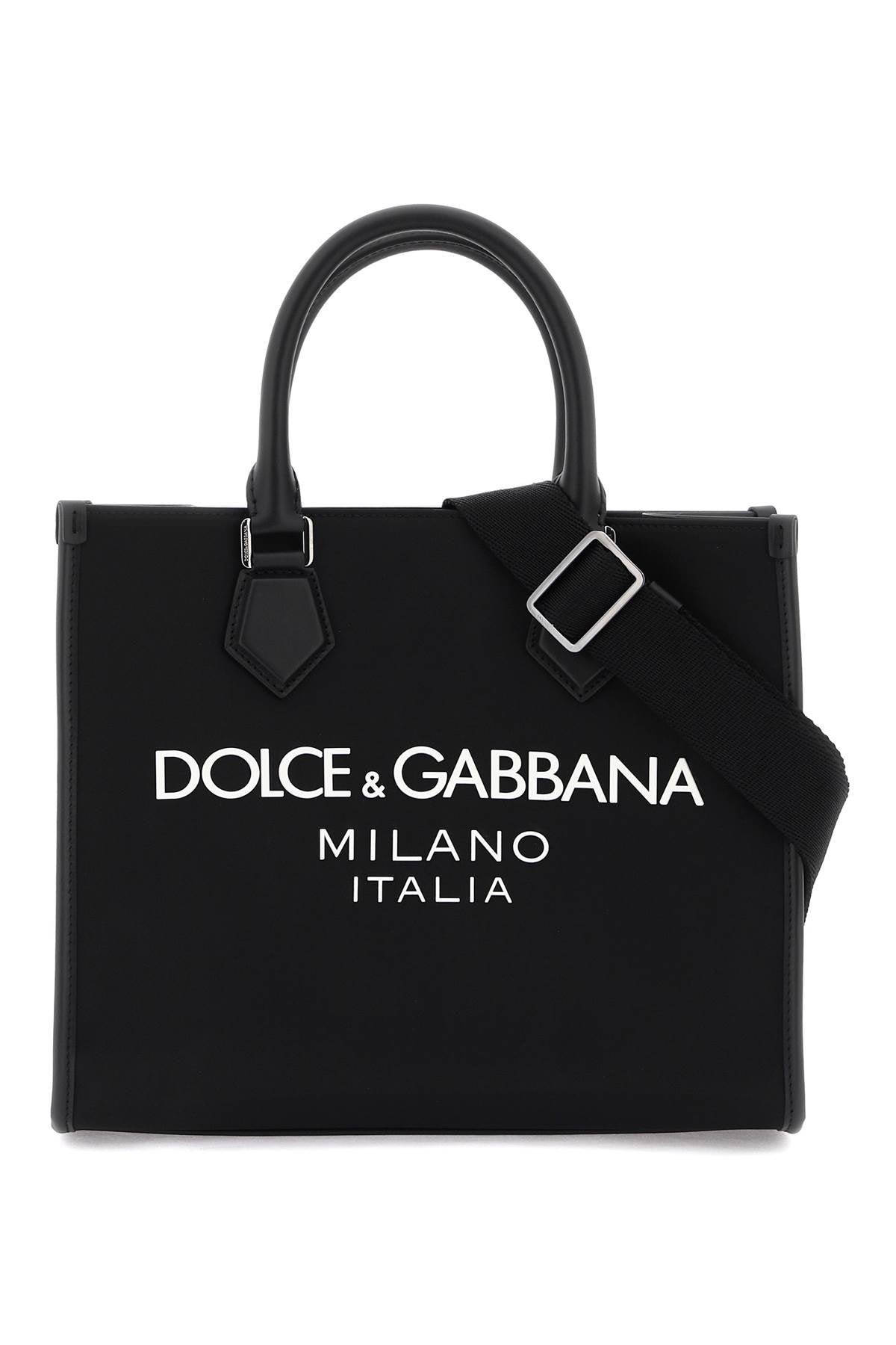 DOLCE & GABBANA Nylon Tote Handbag with Leather Accents - 31x26x11 cm
