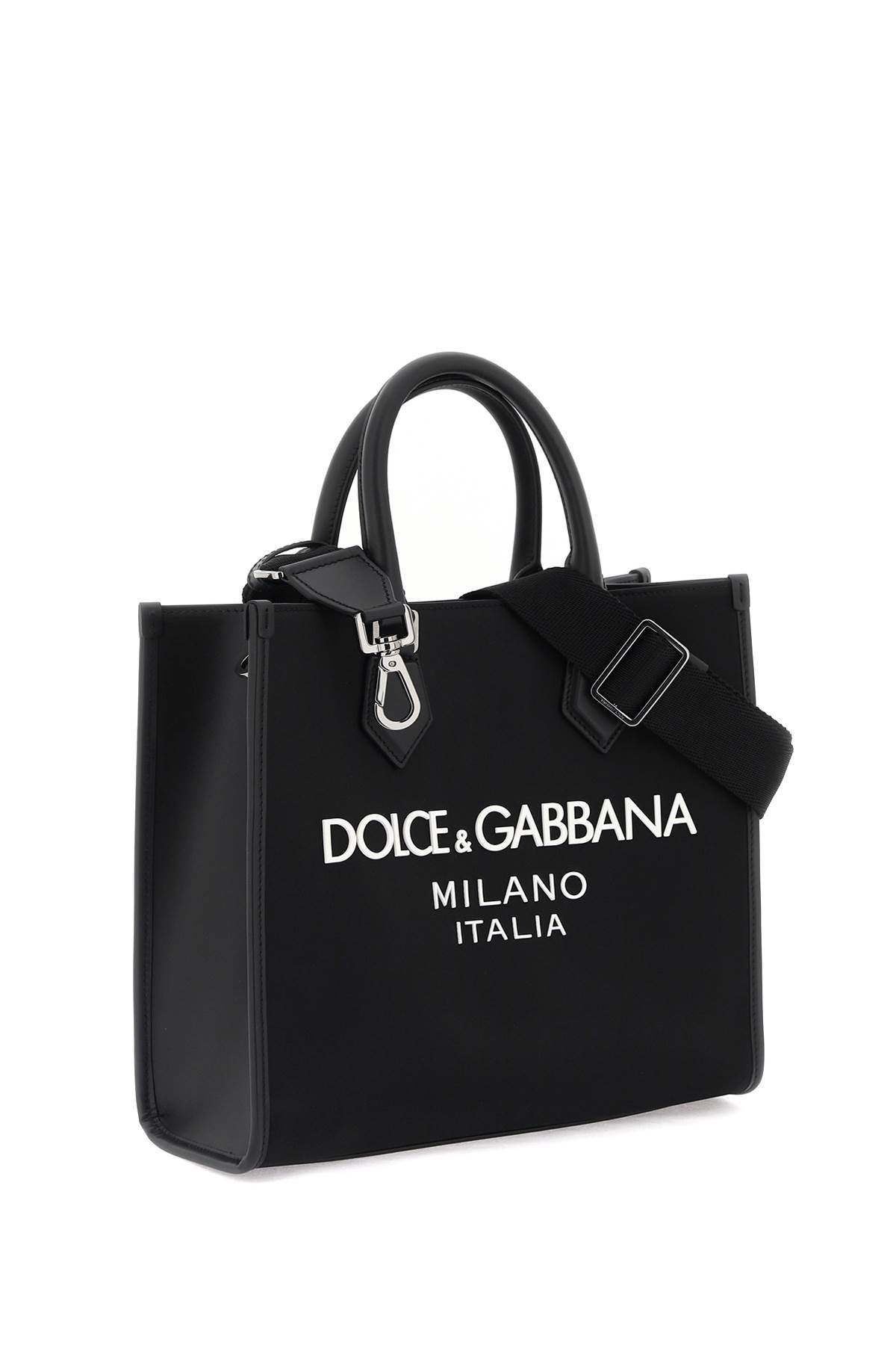 DOLCE & GABBANA Nylon Tote Handbag with Leather Accents - 31x26x11 cm