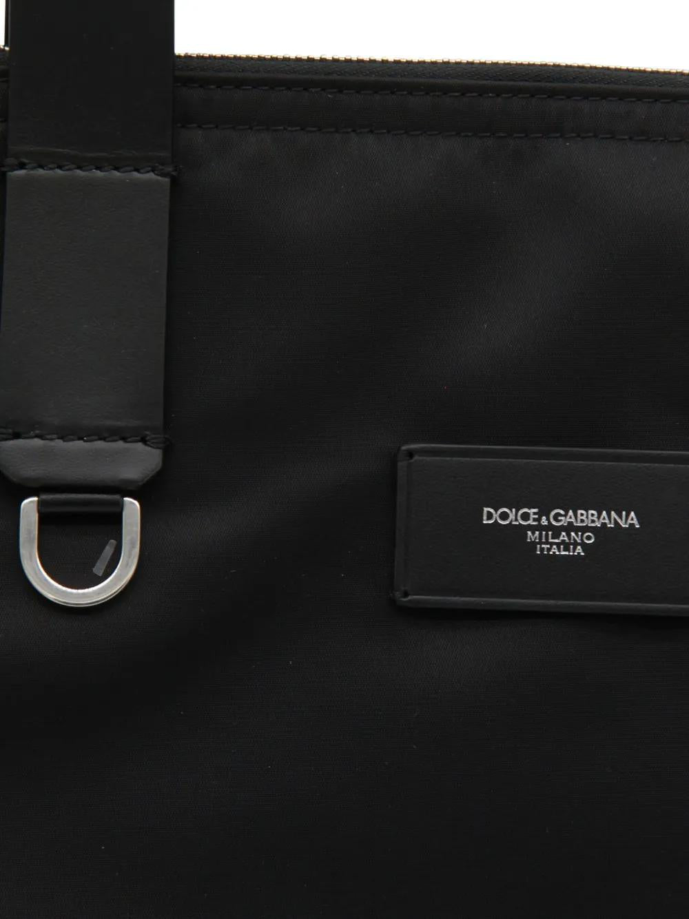 DOLCE & GABBANA Zip-Top Tote Handbag with Leather Handles