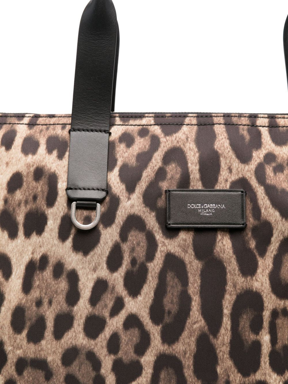 DOLCE & GABBANA Leopard Print Nylon Adamo Shopper Bag