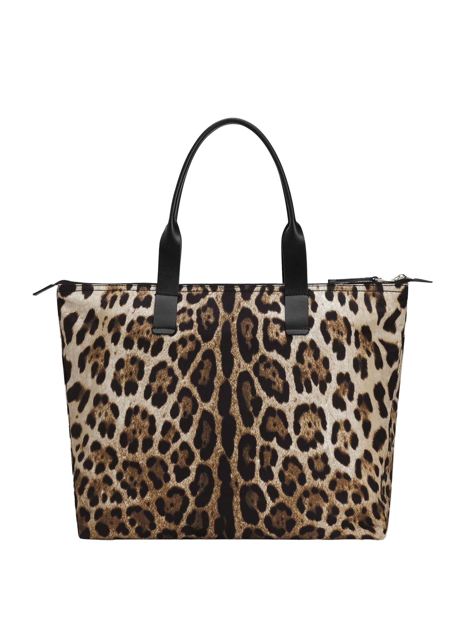 DOLCE & GABBANA Leopard Print Nylon Shopping Handbag