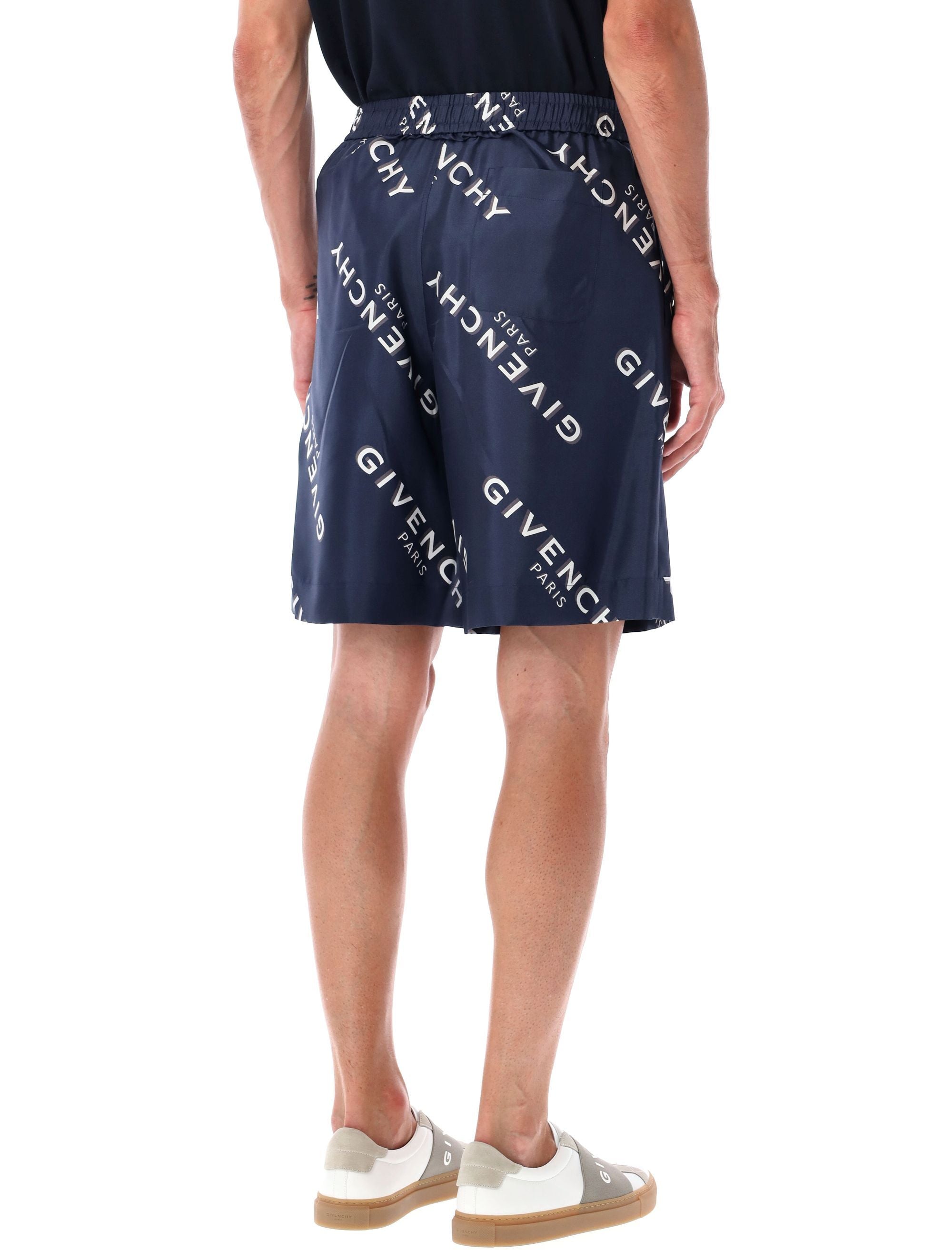 GIVENCHY Silk Bermuda Shorts with All-Over Print - Size 48