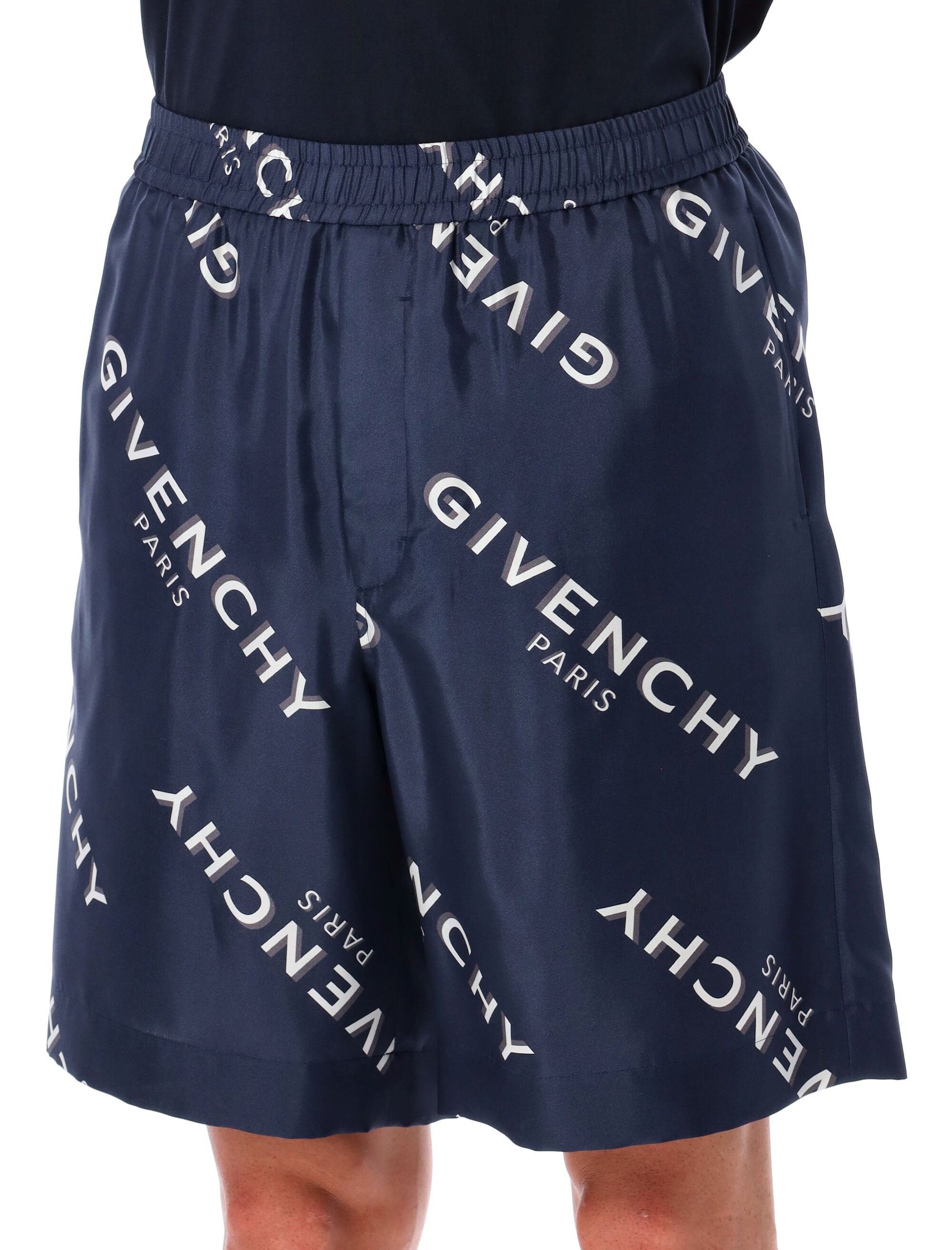 GIVENCHY Silk Bermuda Shorts with All-Over Print - Size 48