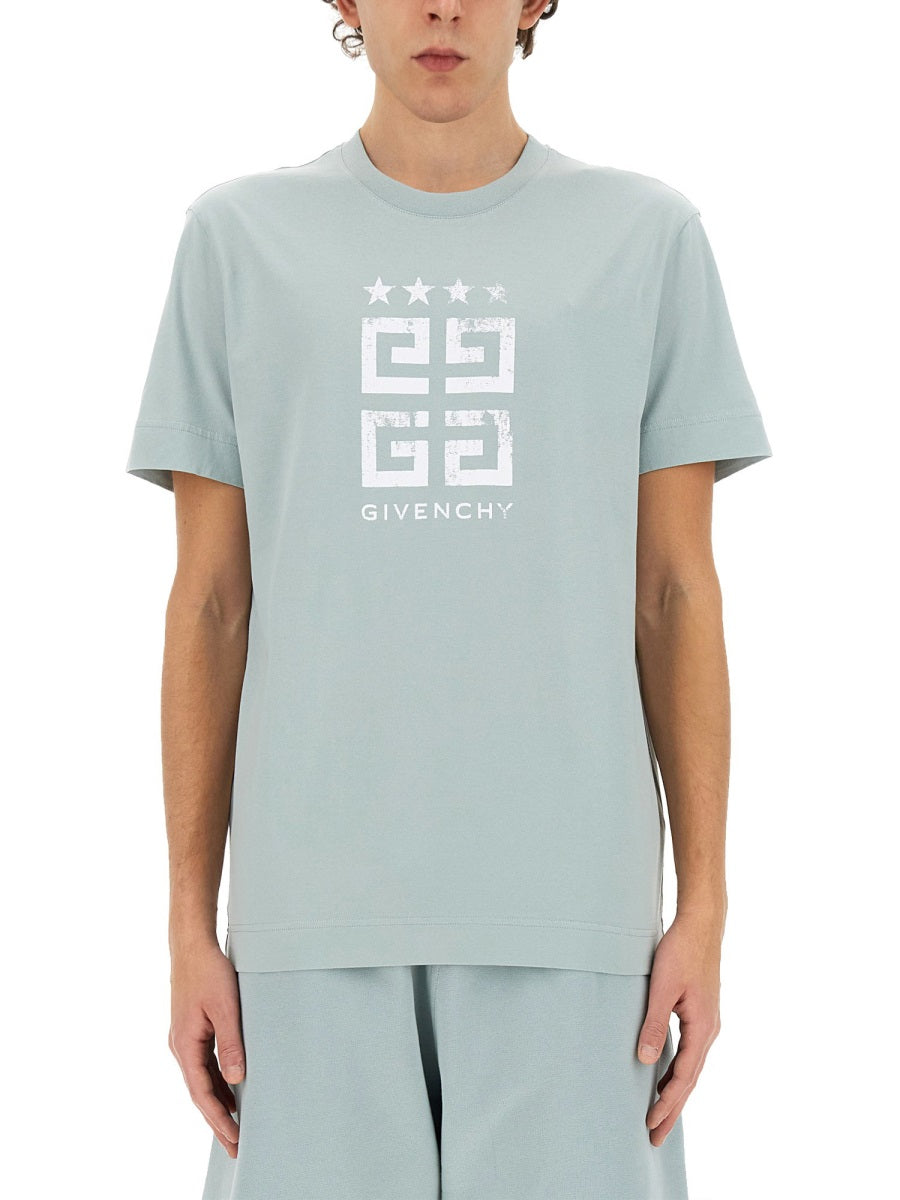 GIVENCHY Mineral Blue Mini Cotton T-Shirts for Men