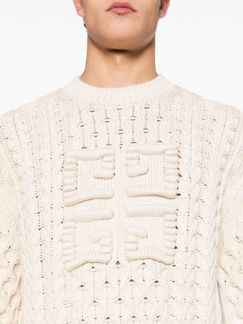 GIVENCHY Chunky Cable Knit Crewneck Sweater for Men