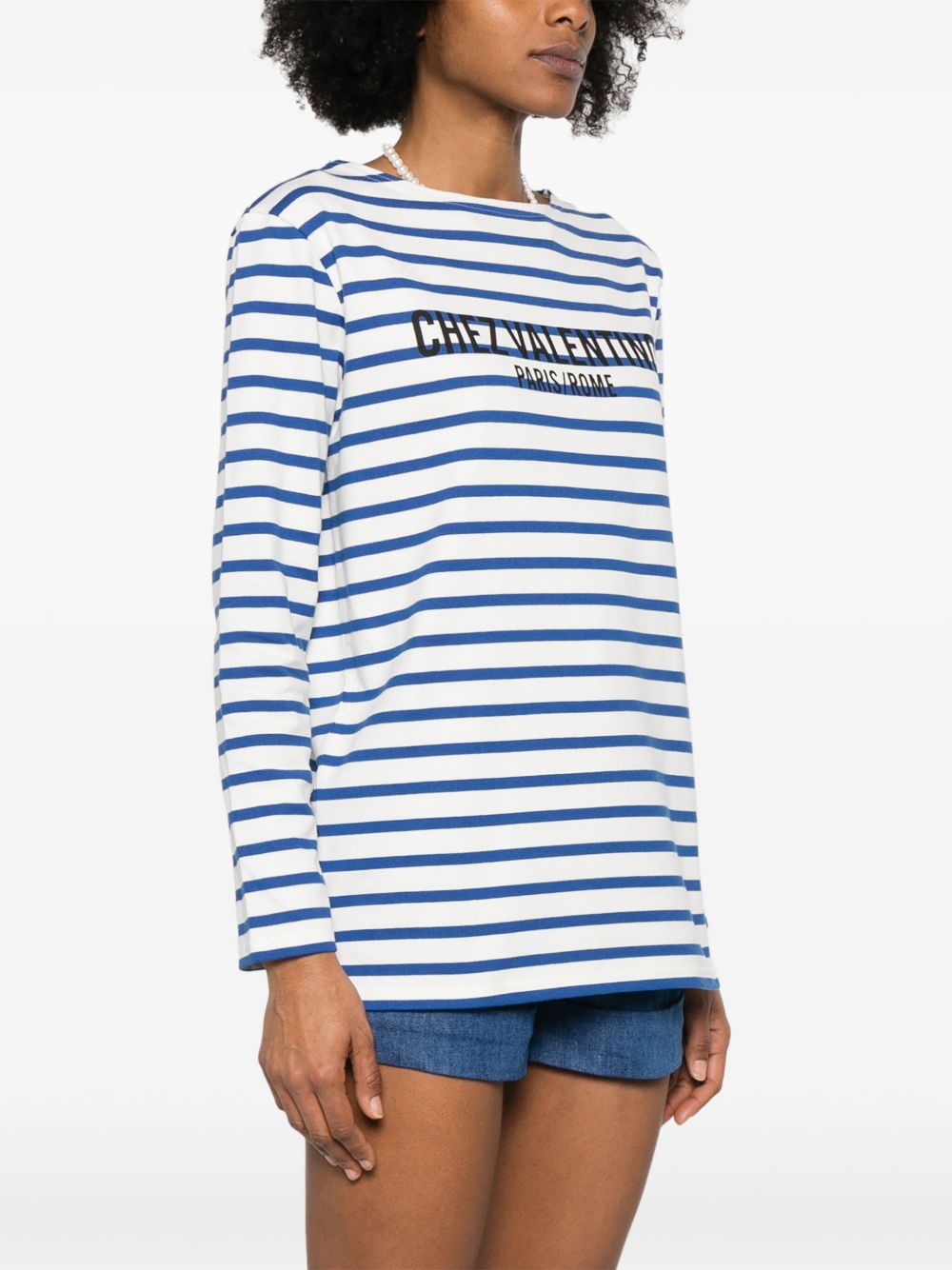 VALENTINO Striped T-Shirt with Short Side Slits for Women