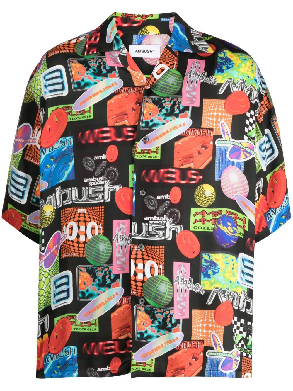AMBUSH Multicolor Graphic Bowling Shirt for Men - Short Sleeves