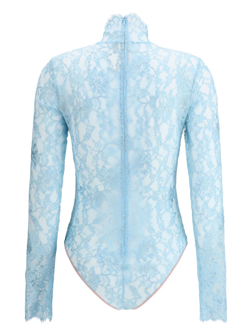 VALENTINO Floral Lace High Neck Bodysuit - Women’s Long Sleeves
