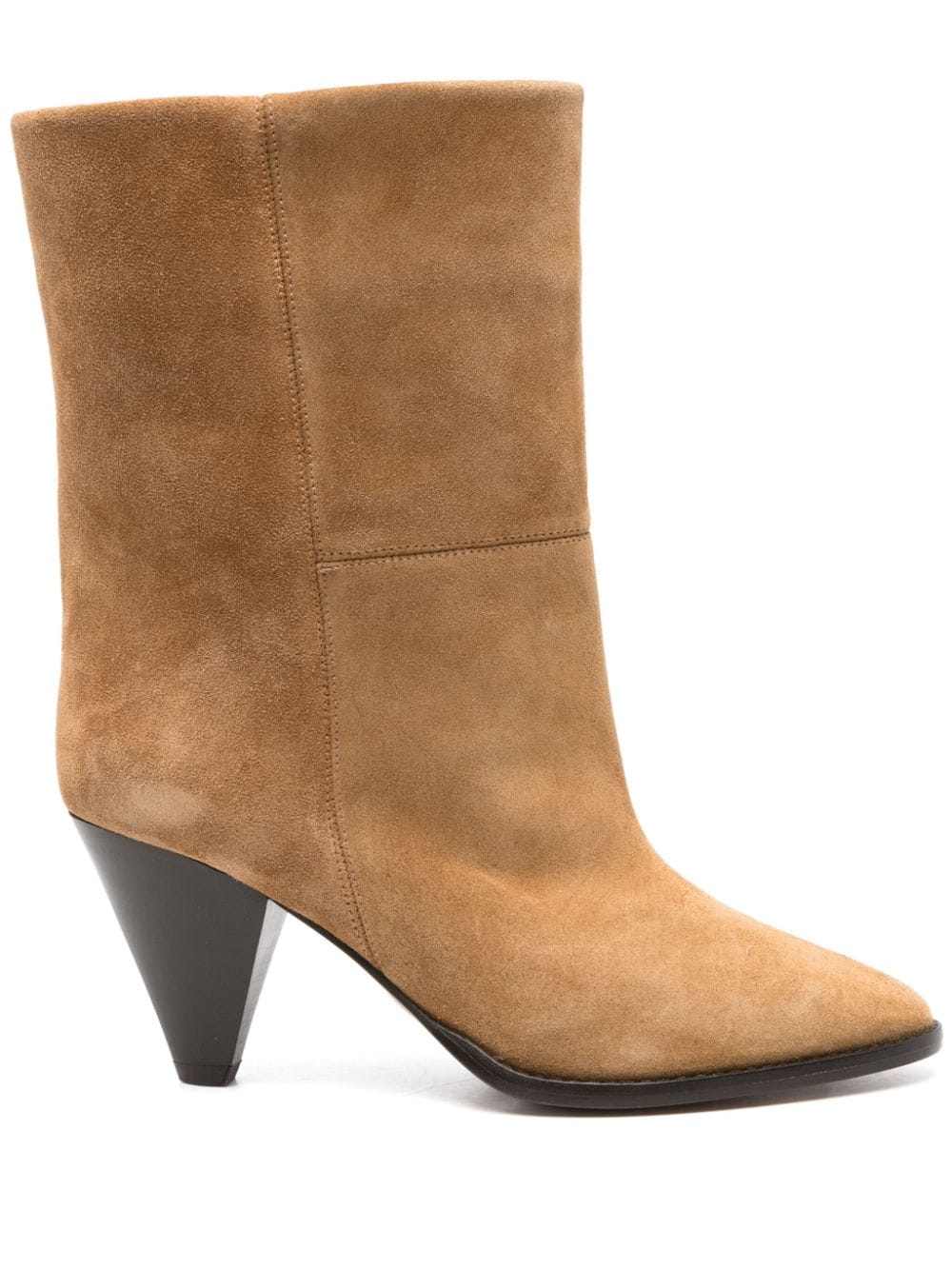 ISABEL MARANT Mid Cone Heel Suede Leather Boots - 75mm