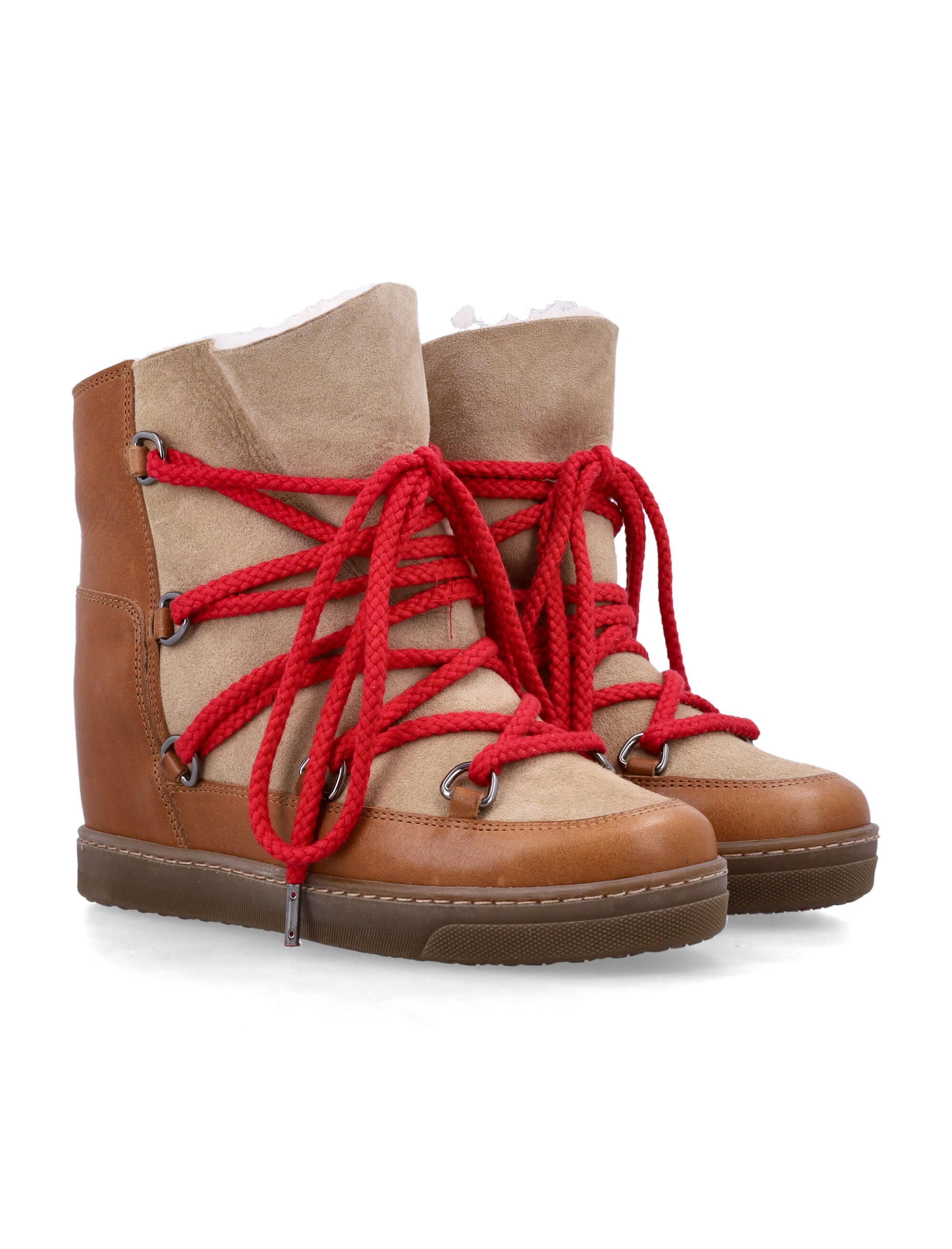 ISABEL MARANT Nowles Shearling Lace-Up Ankle Boots - Women