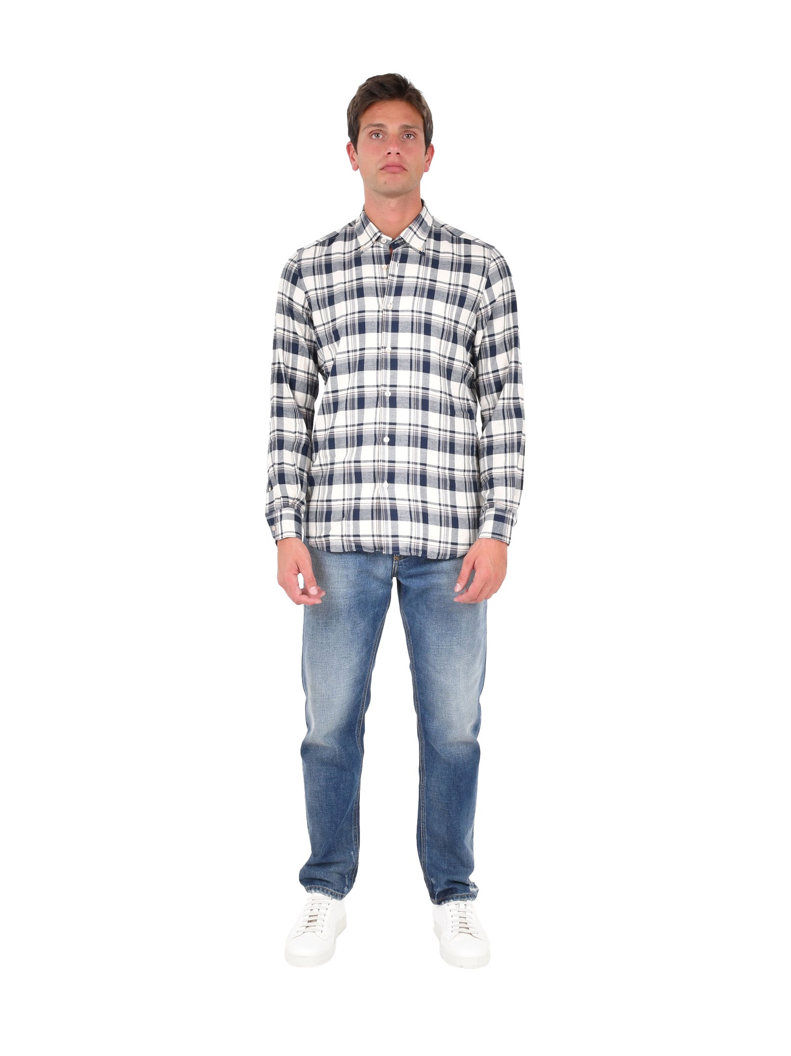 BOGLIOLI Stylish Check Pattern Long-Sleeved Shirt for Men - Medium
