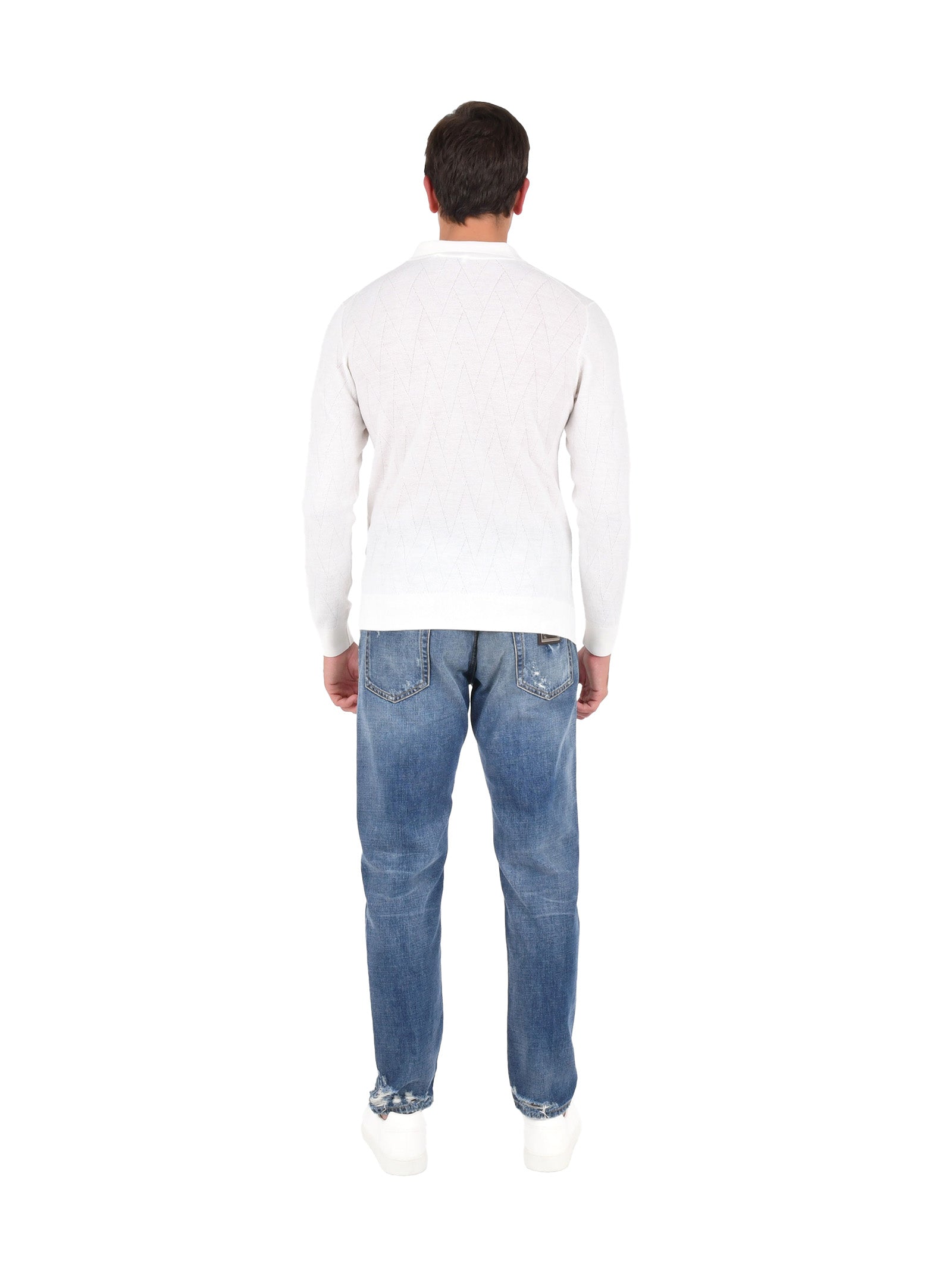 BOGLIOLI Oversized Chevron Pattern Long-Sleeved Polo Shirt