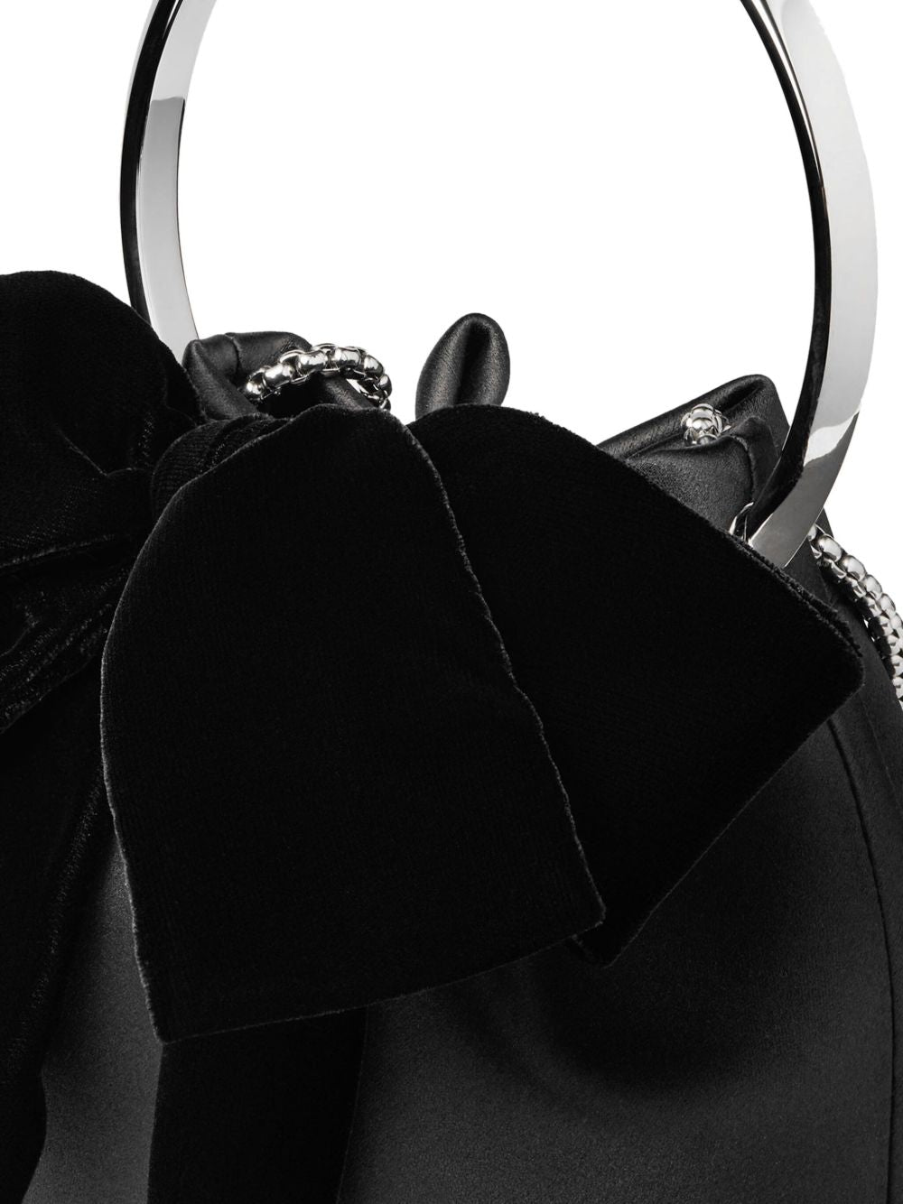 JIMMY CHOO Mini Leather Bucket Handbag with Bow Detail